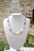 Purple, yellow, pink and blue necklace
