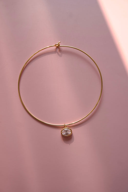 Collar necklace with CZ pendant