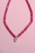 Petite pink necklace+pear gemstone