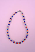 Seafoam, blue & orange beaded necklace