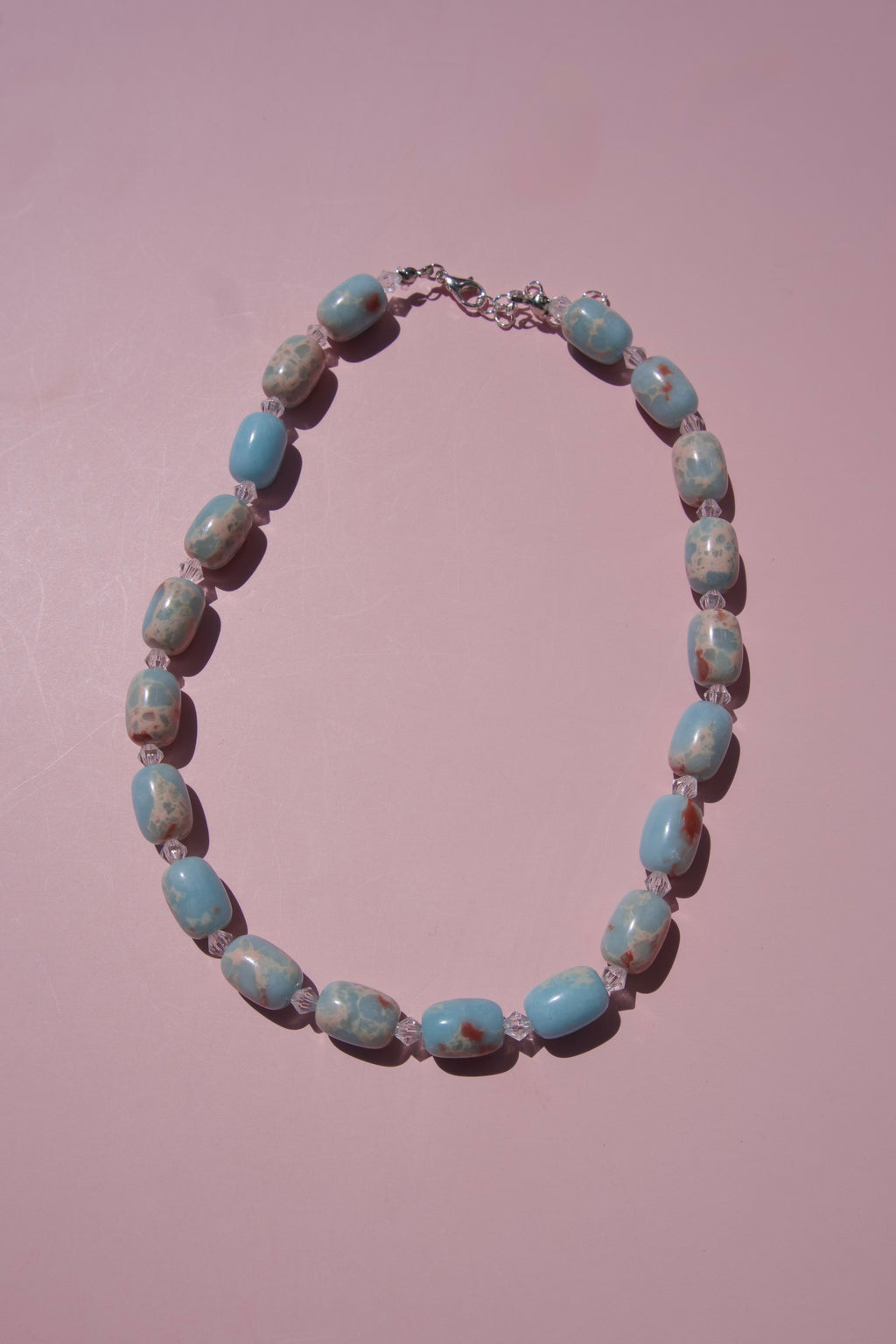 Baby blue marbled necklace