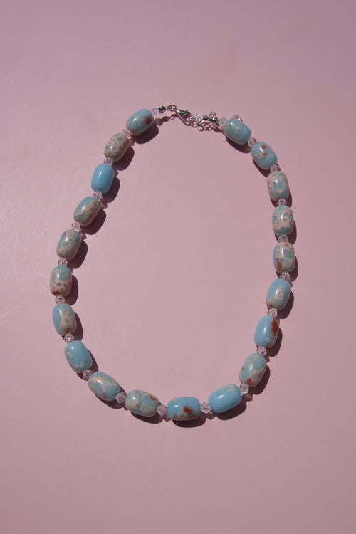Baby blue marbled necklace