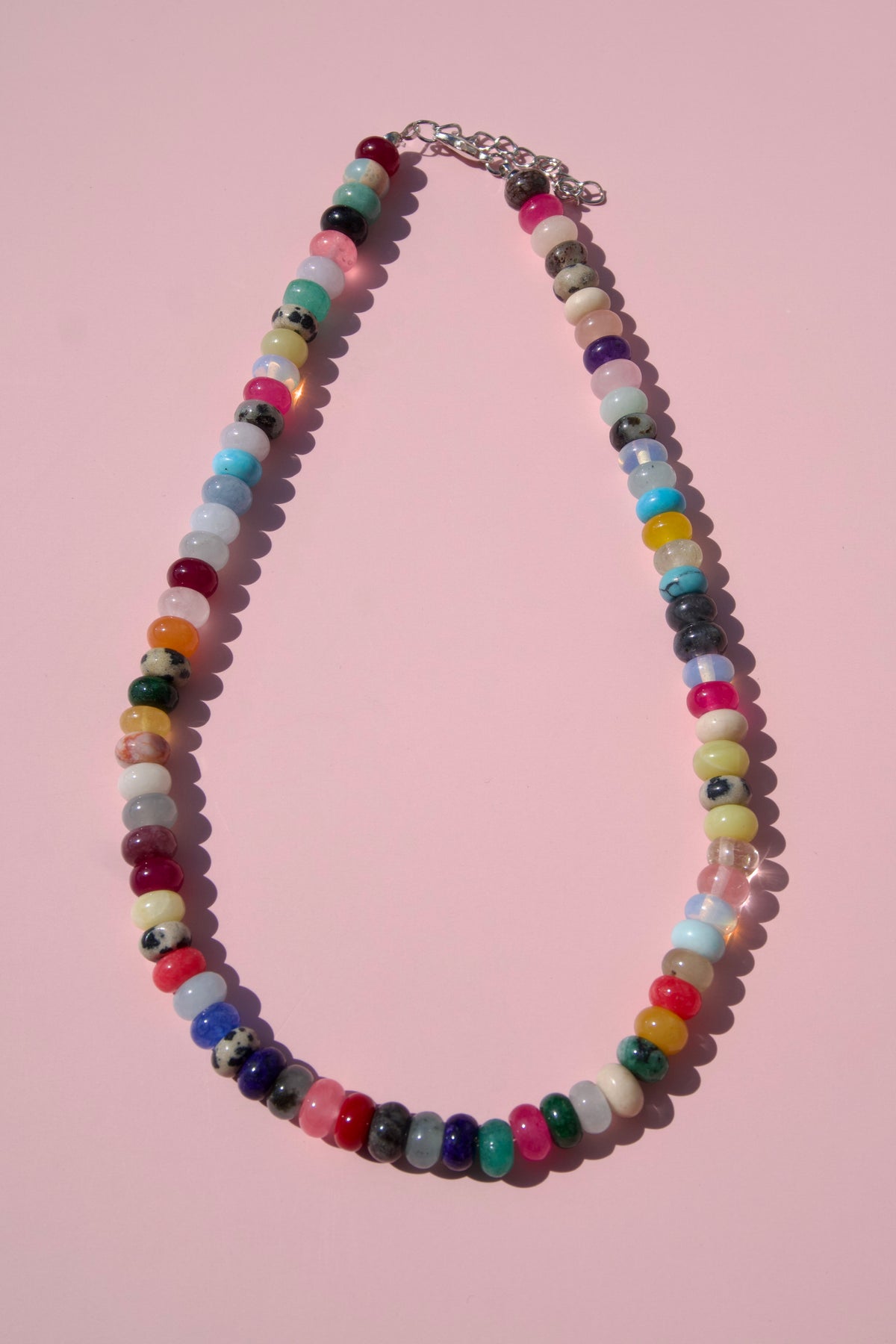 Gemstone beaded necklace-multicolor