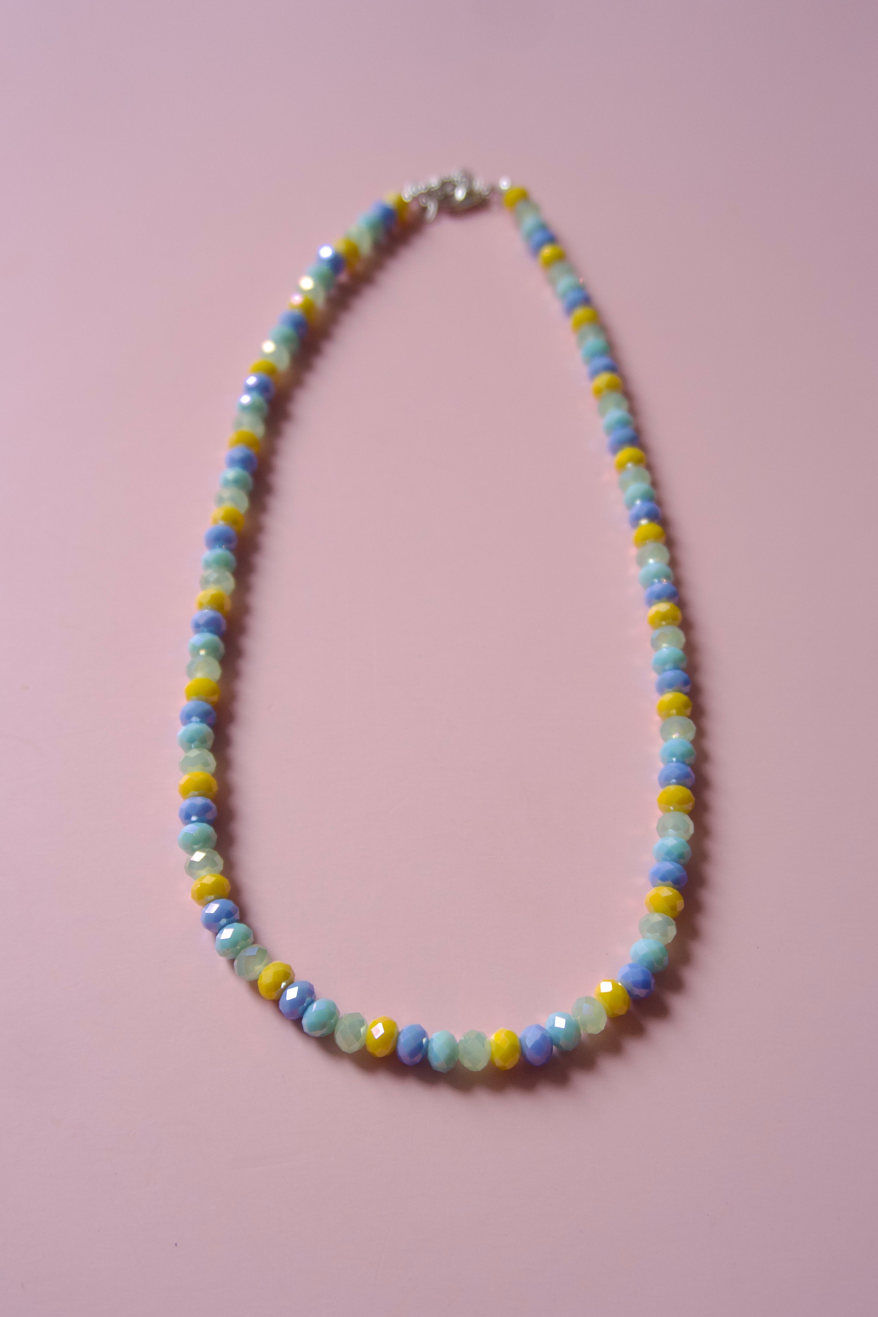 Yellow blue & green super sparkly necklace