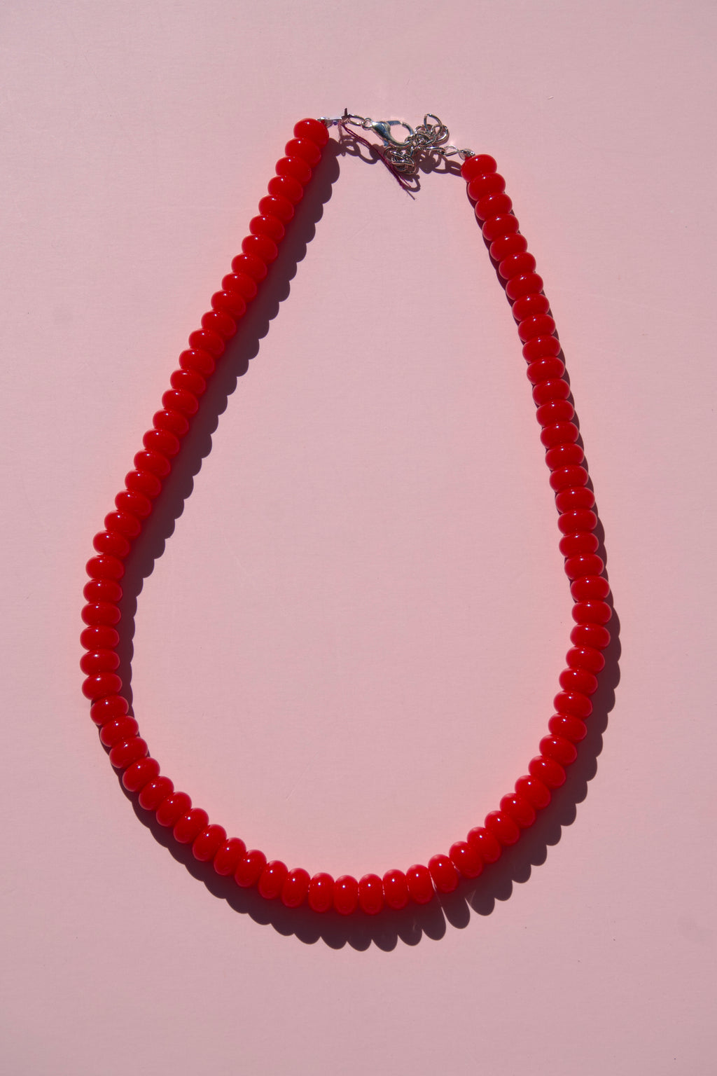 True red beaded necklace