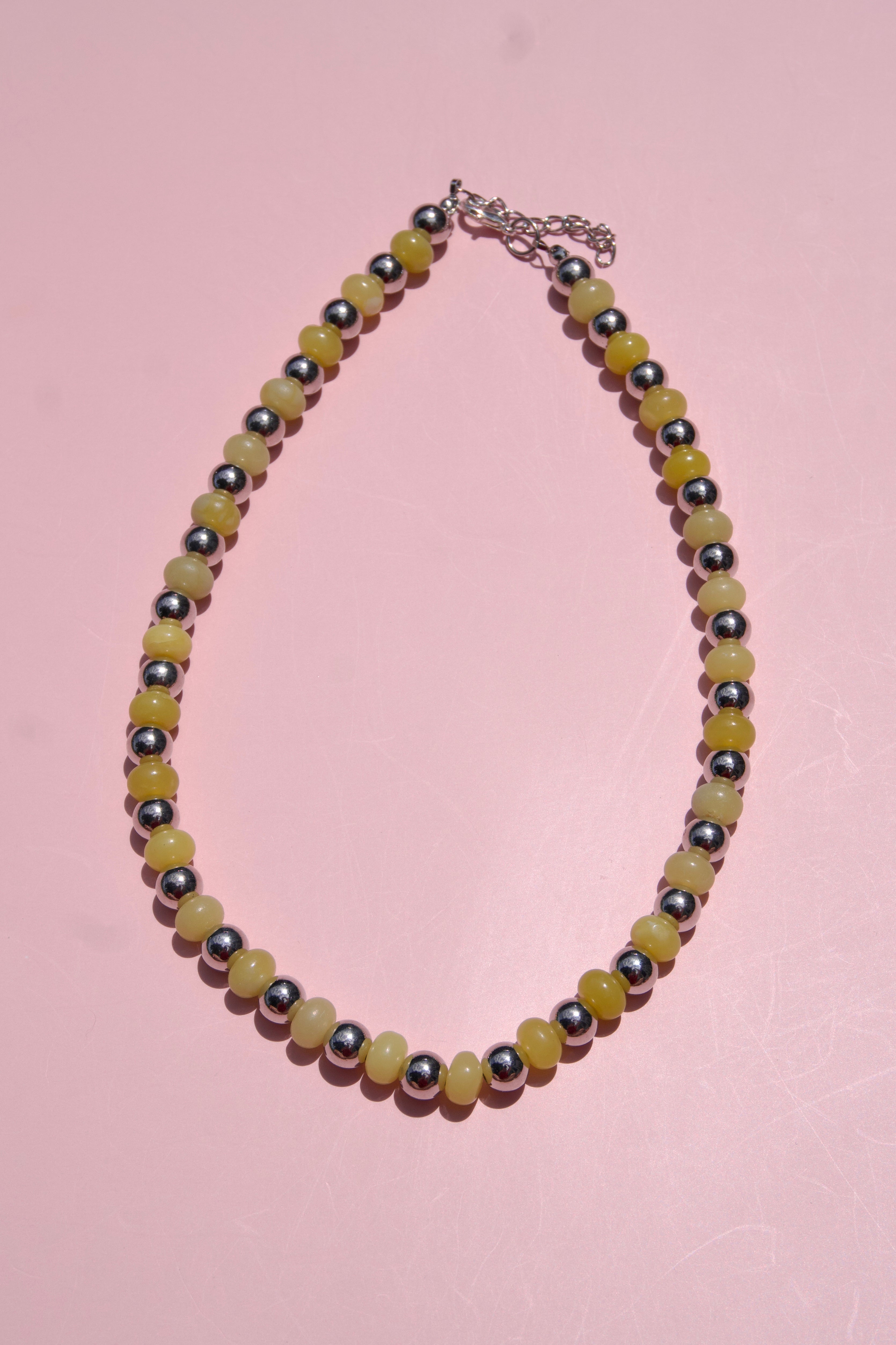 Lemon Jade + Silver necklace