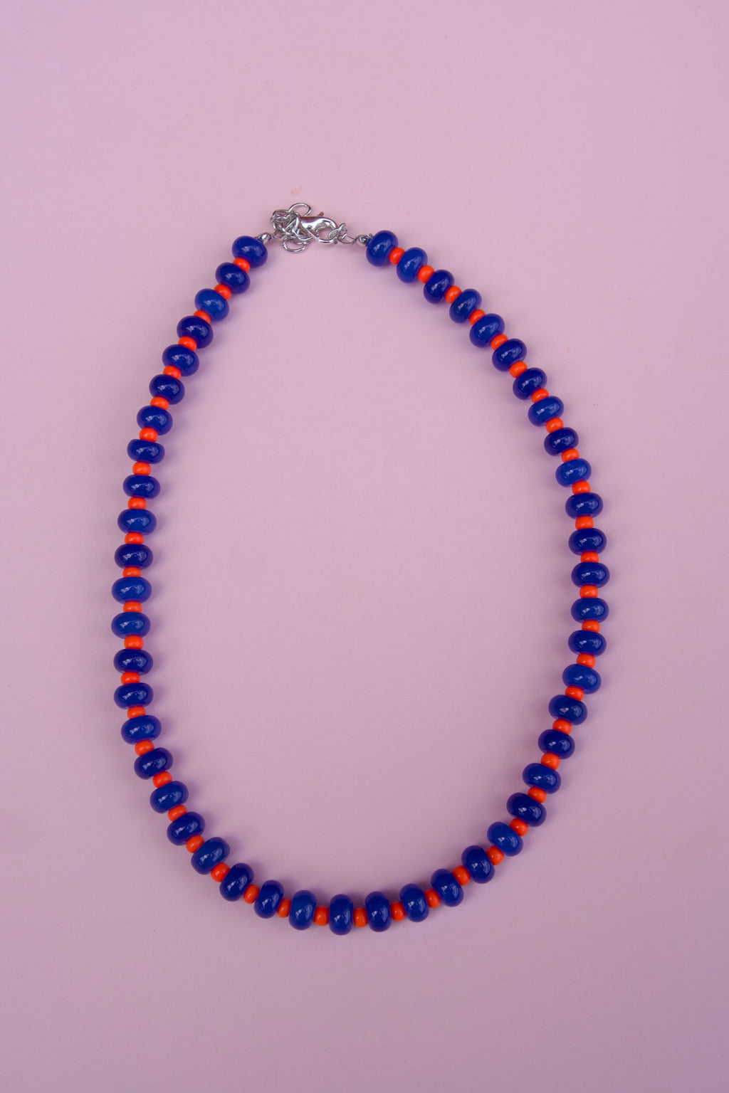 Orange+blue beaded necklace