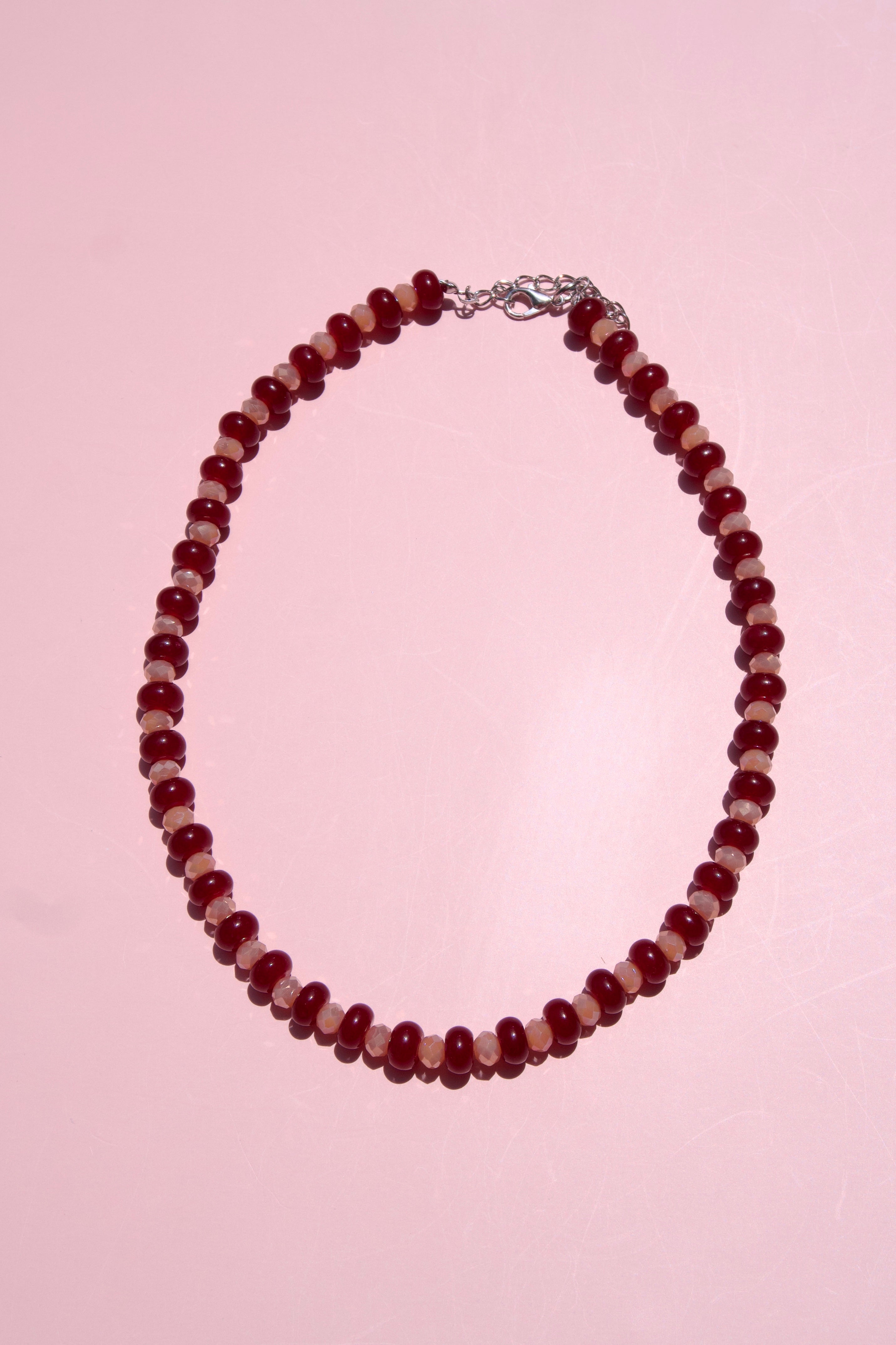 Maroon+blush sparkle necklace