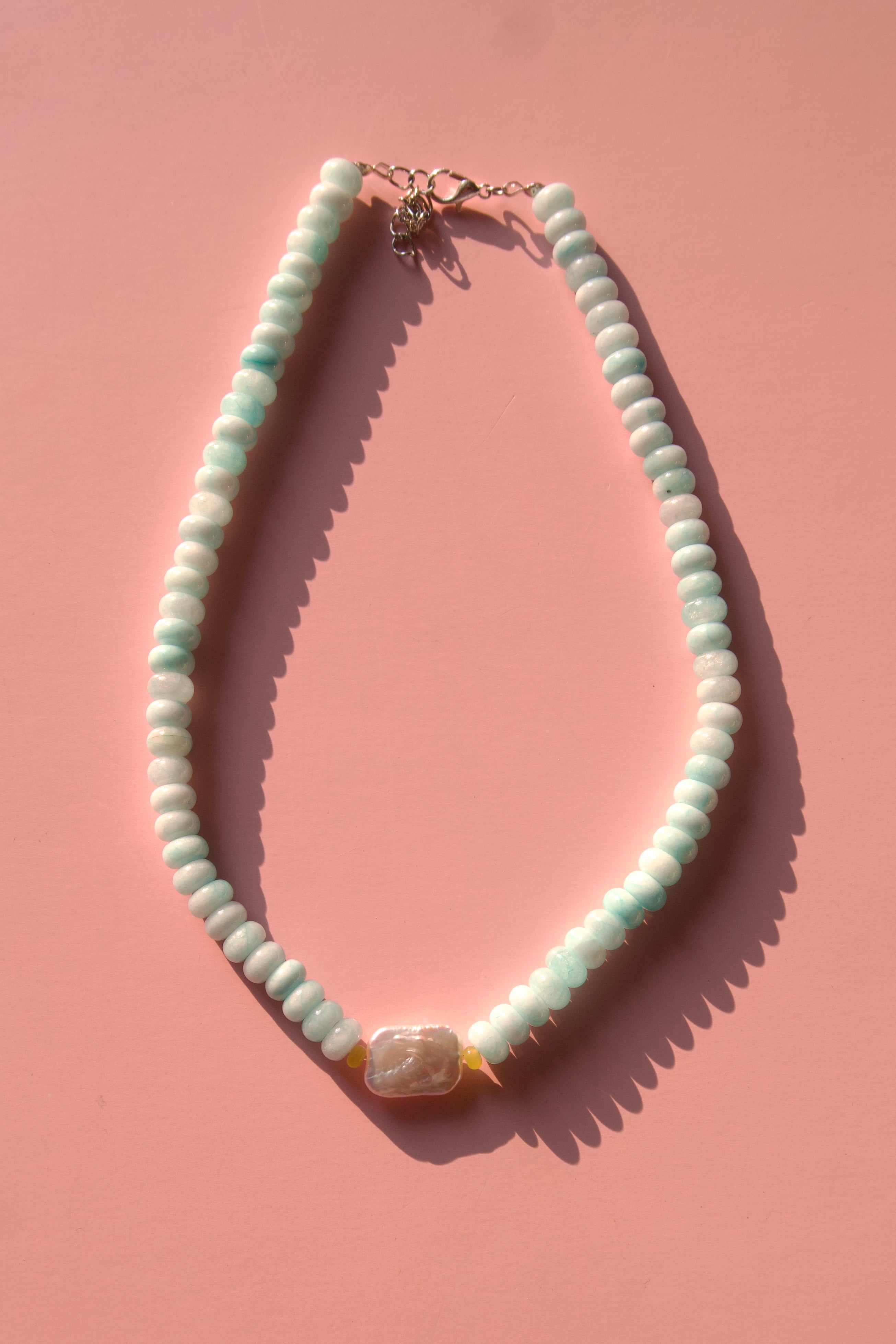 Seafoam with pearl necklace