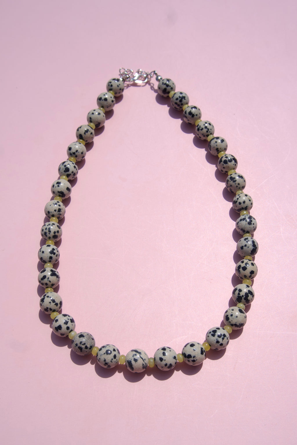 Dalmation Jasper+lemon jade necklace