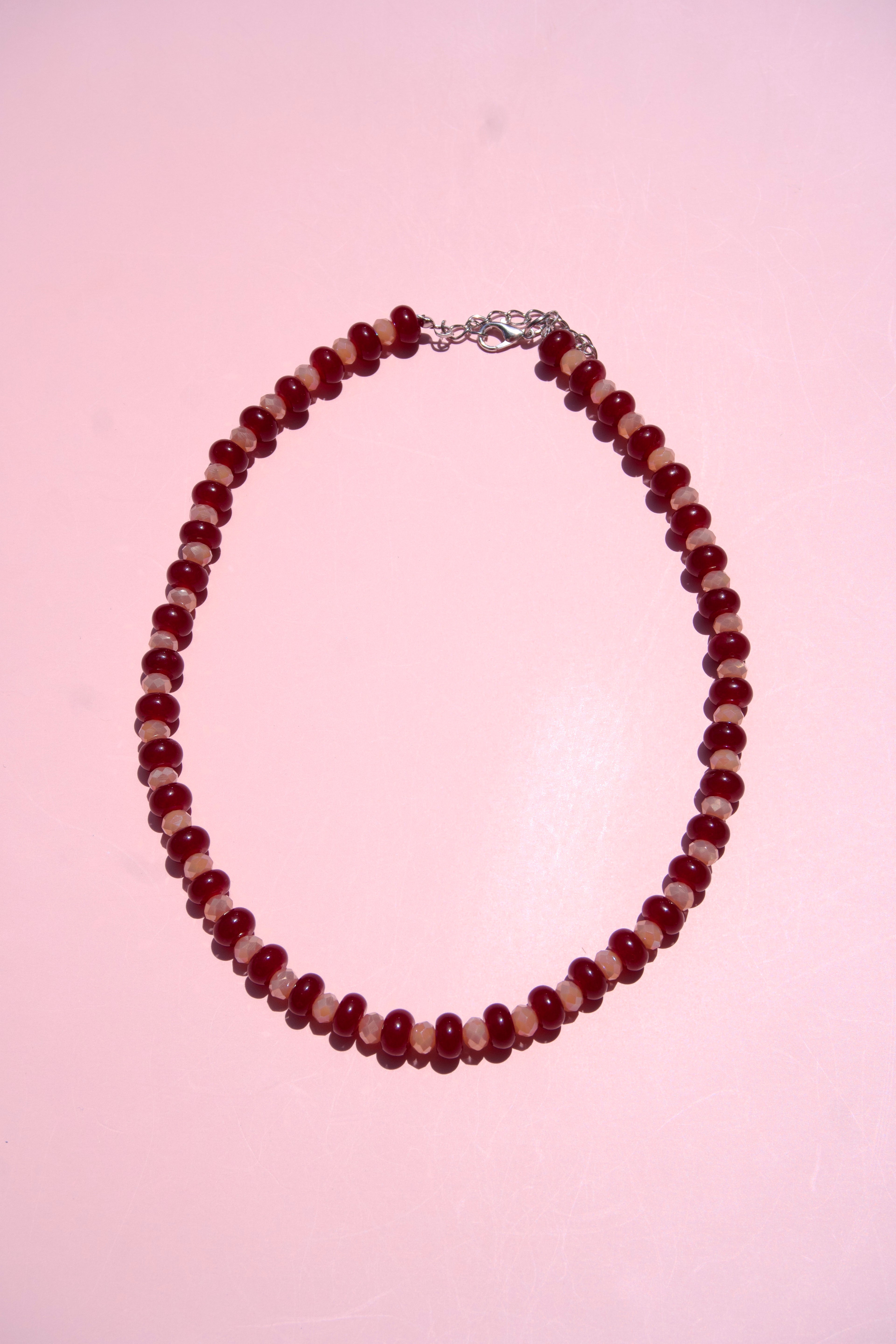 Maroon+blush sparkle necklace