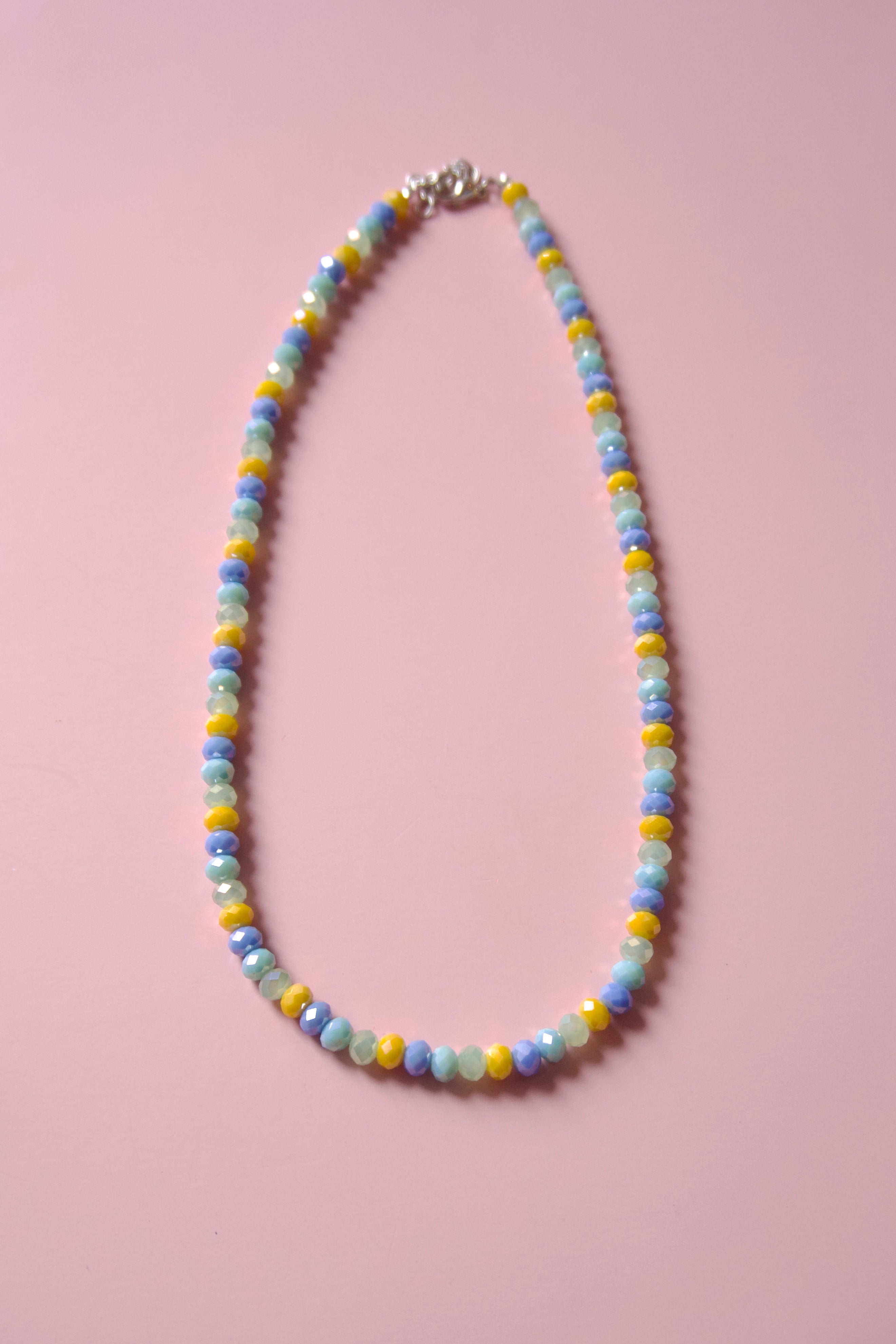 Yellow blue & green super sparkly necklace
