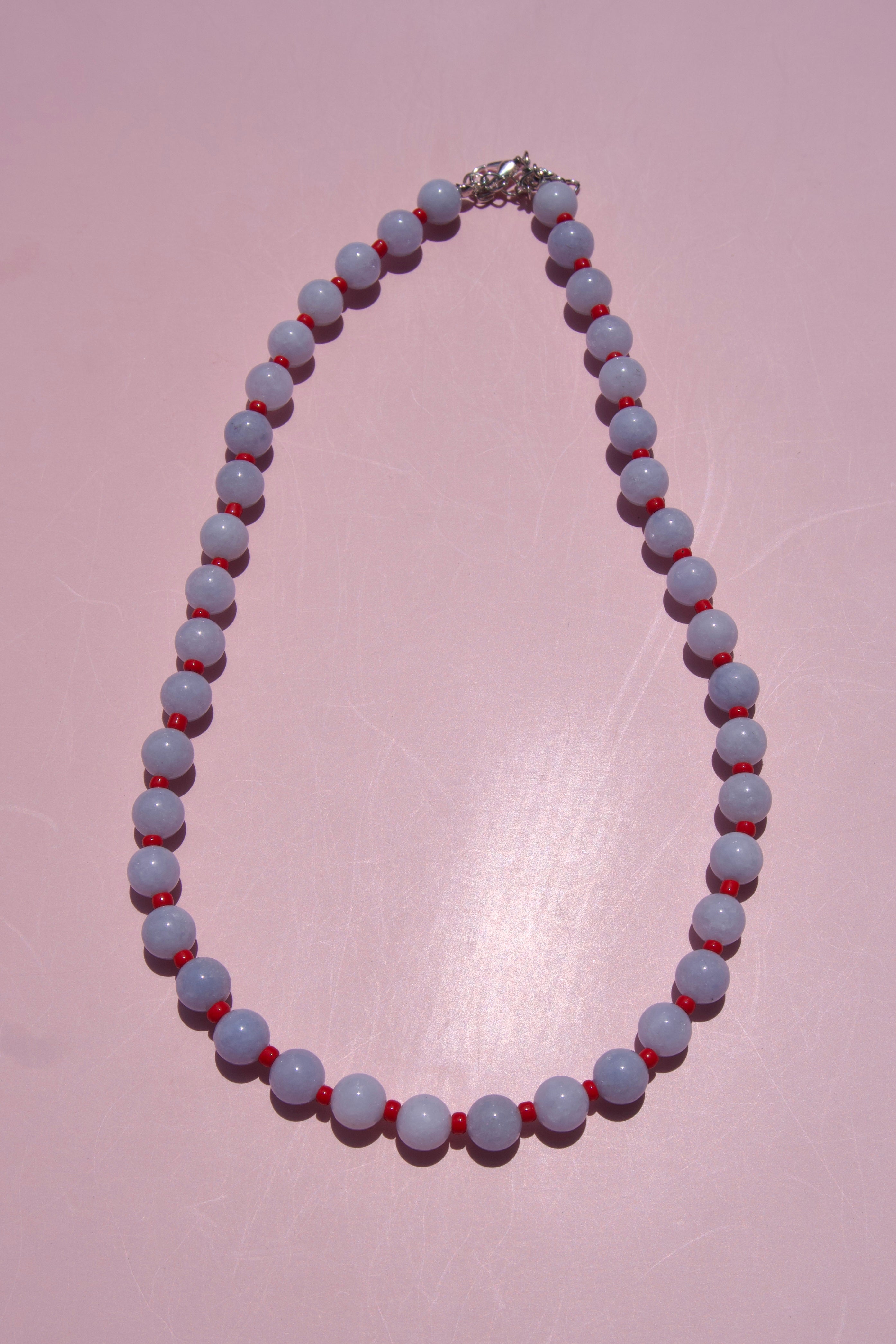 Pale Blue+Red necklace