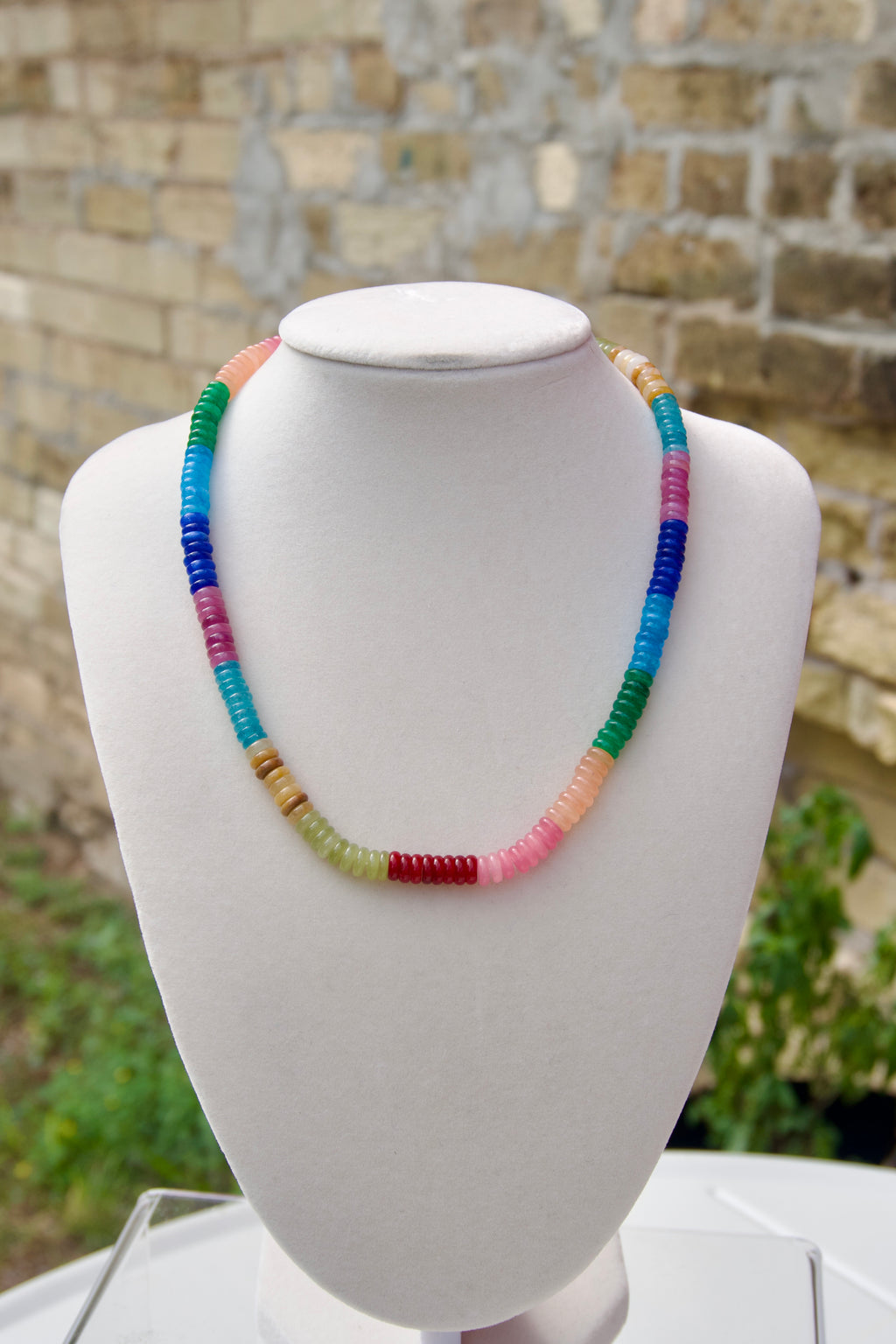 Petite vibrant color block necklace