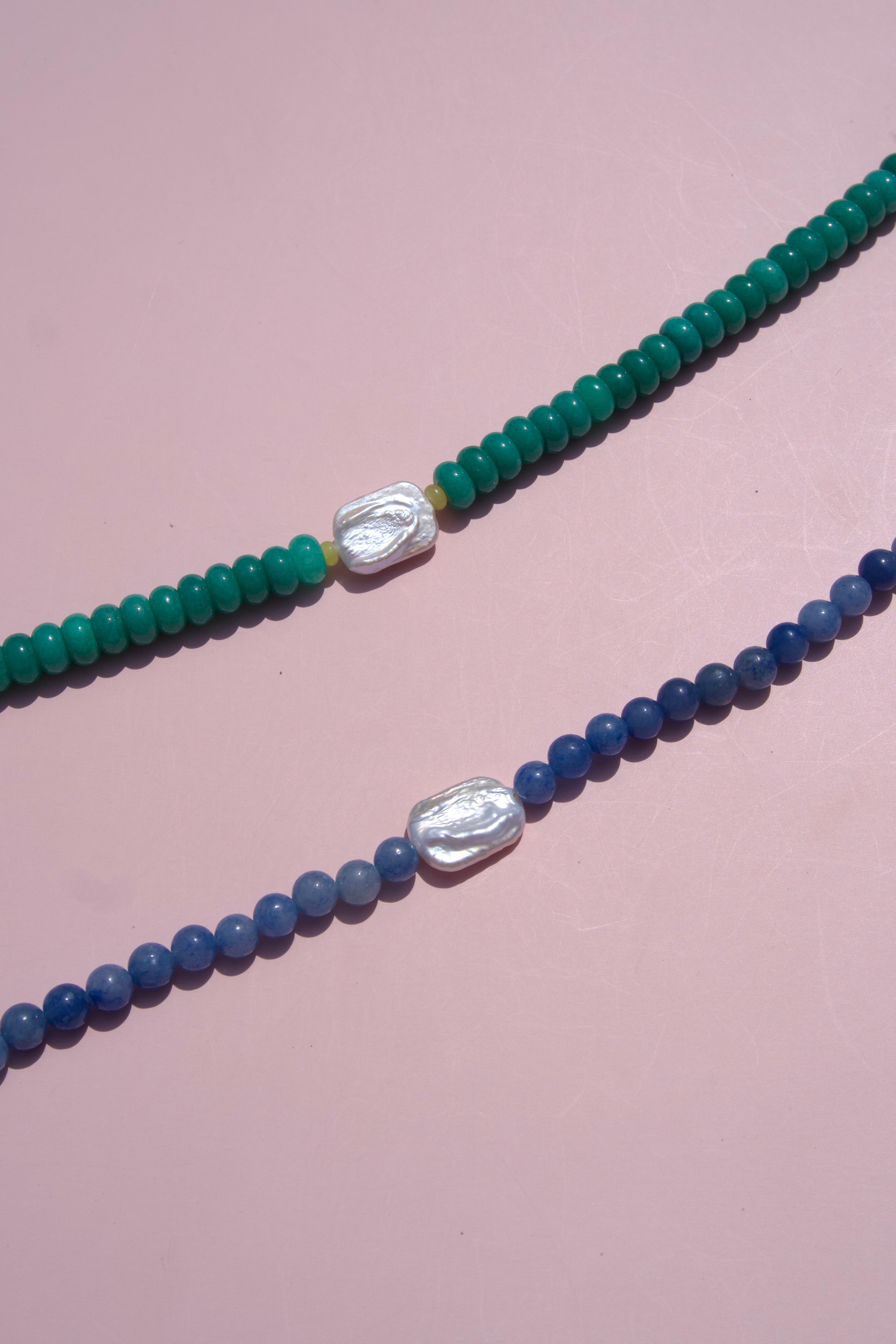 Blue+pearl necklace