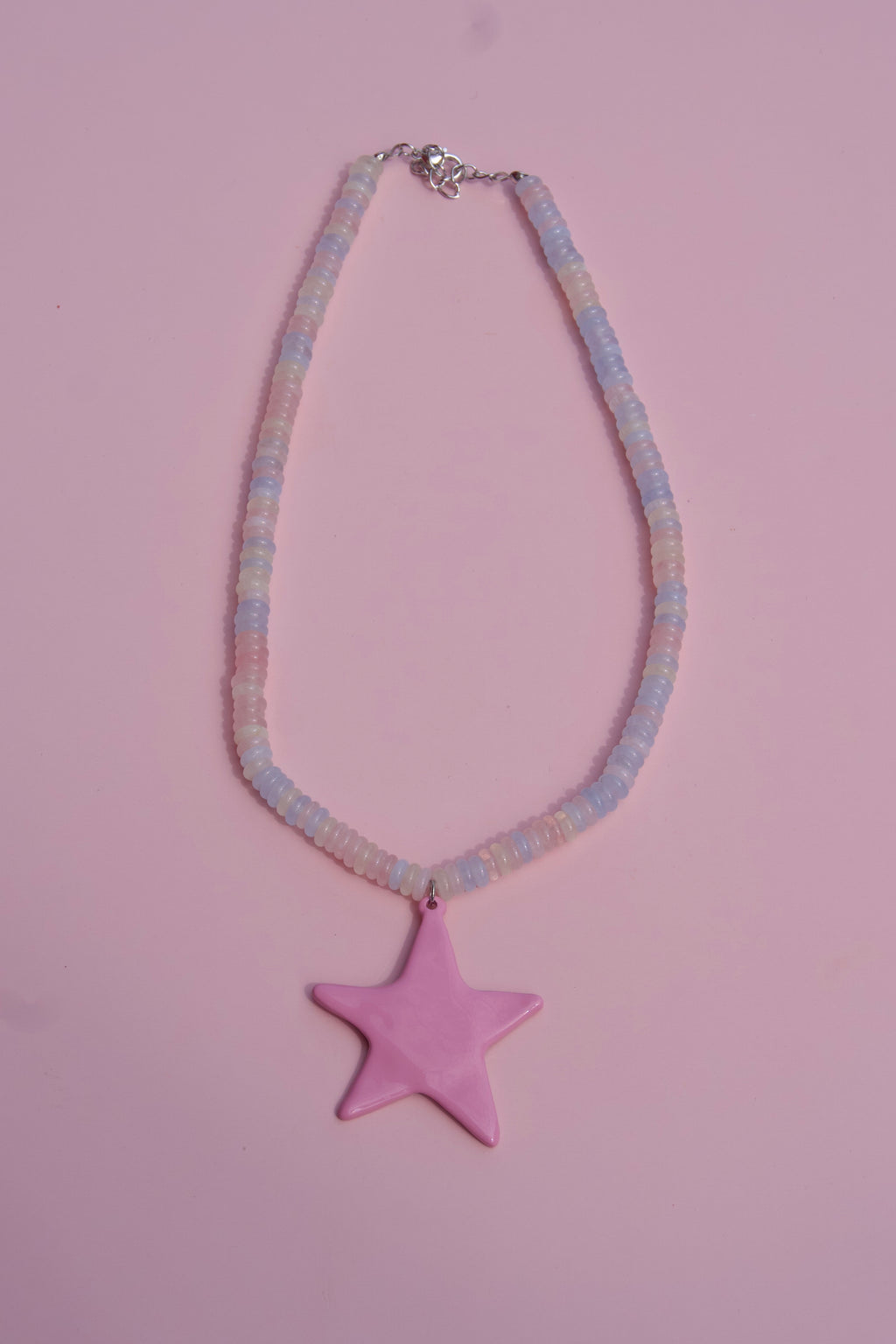 Iridescent beaded charm necklace