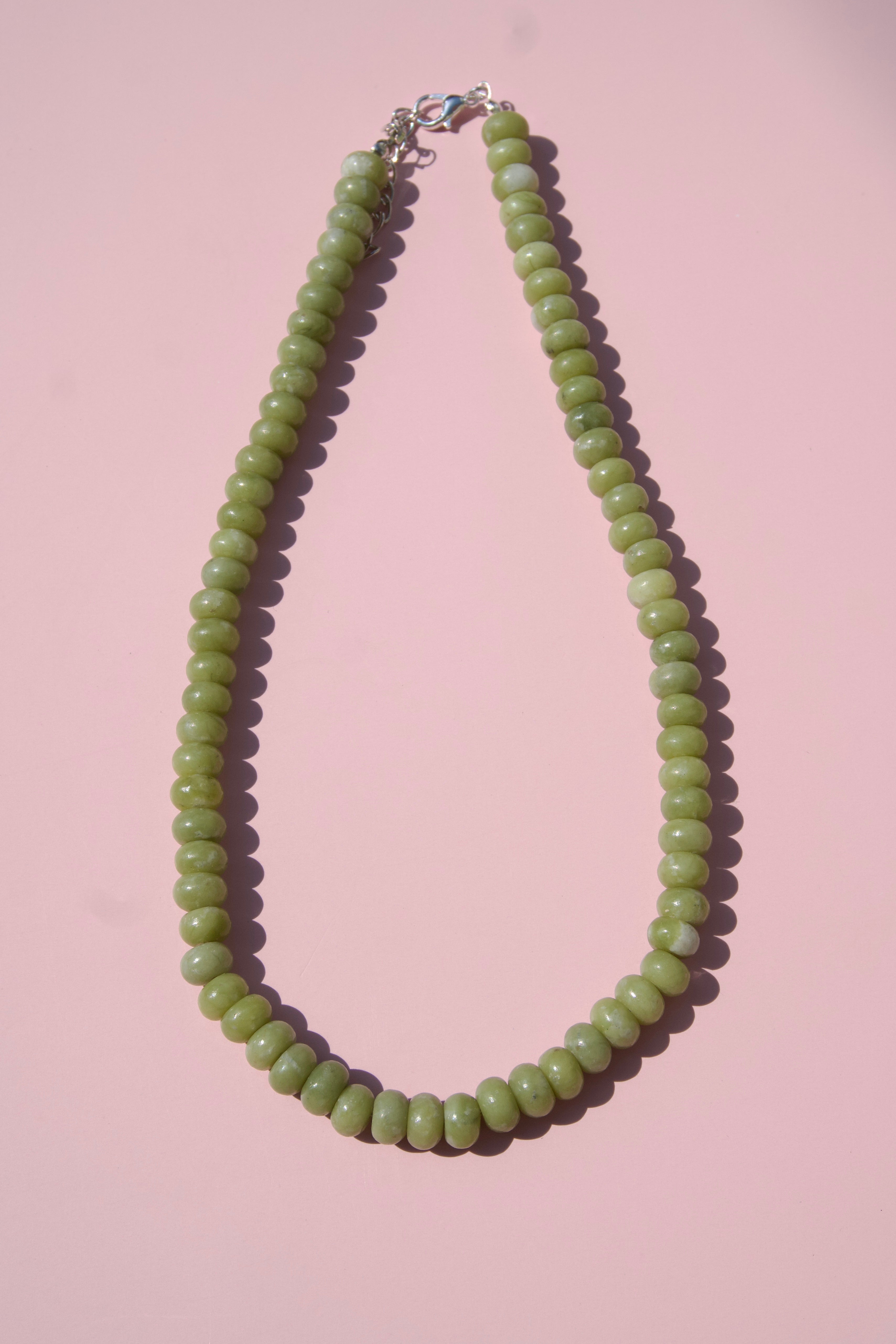 Olive Jade beaded necklace
