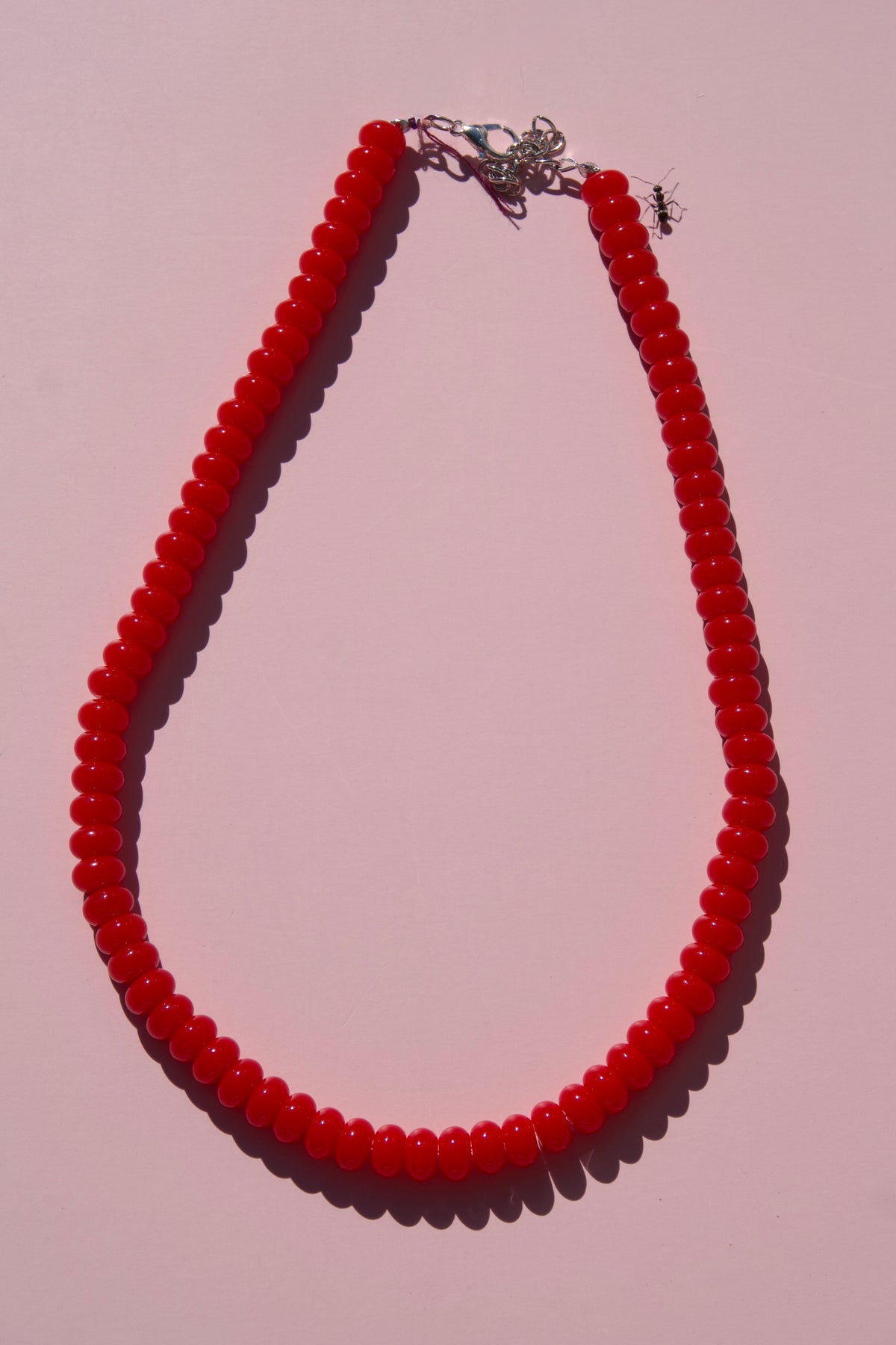 True red beaded necklace