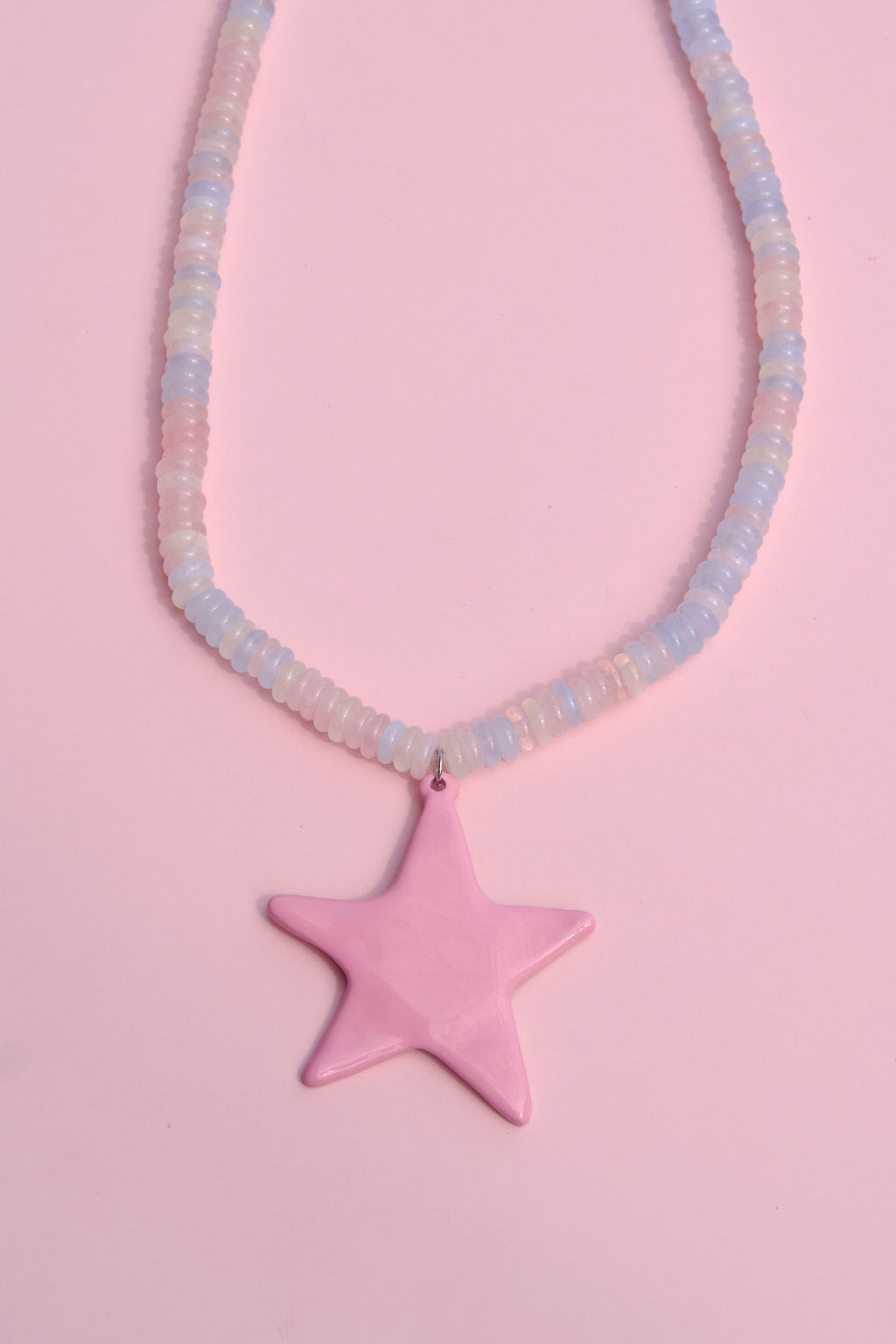 Iridescent beaded charm necklace