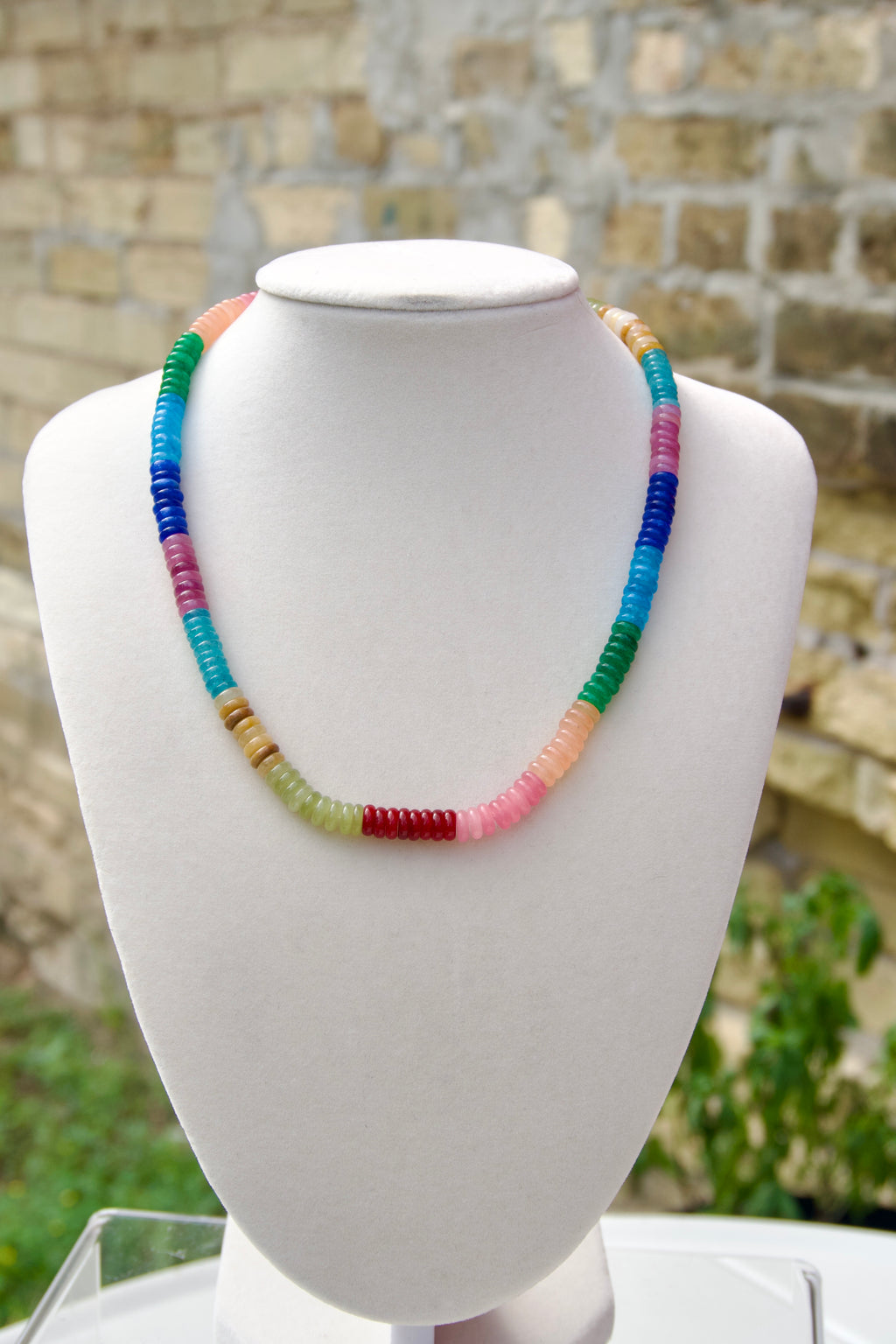 Petite vibrant color block necklace