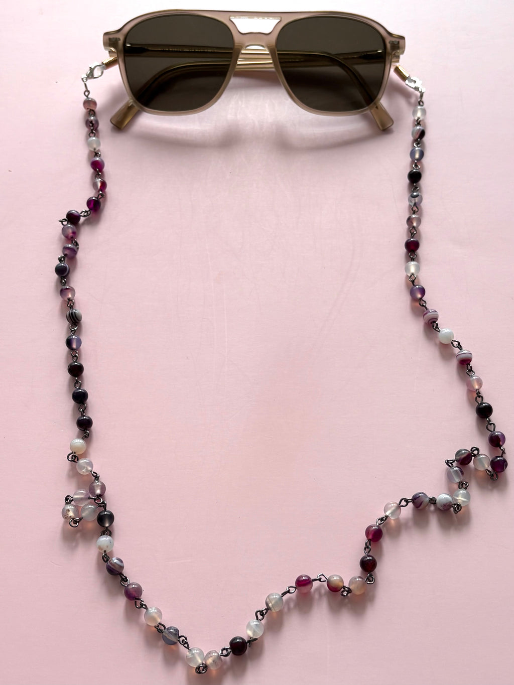 Natural+purple glasses chain/necklace