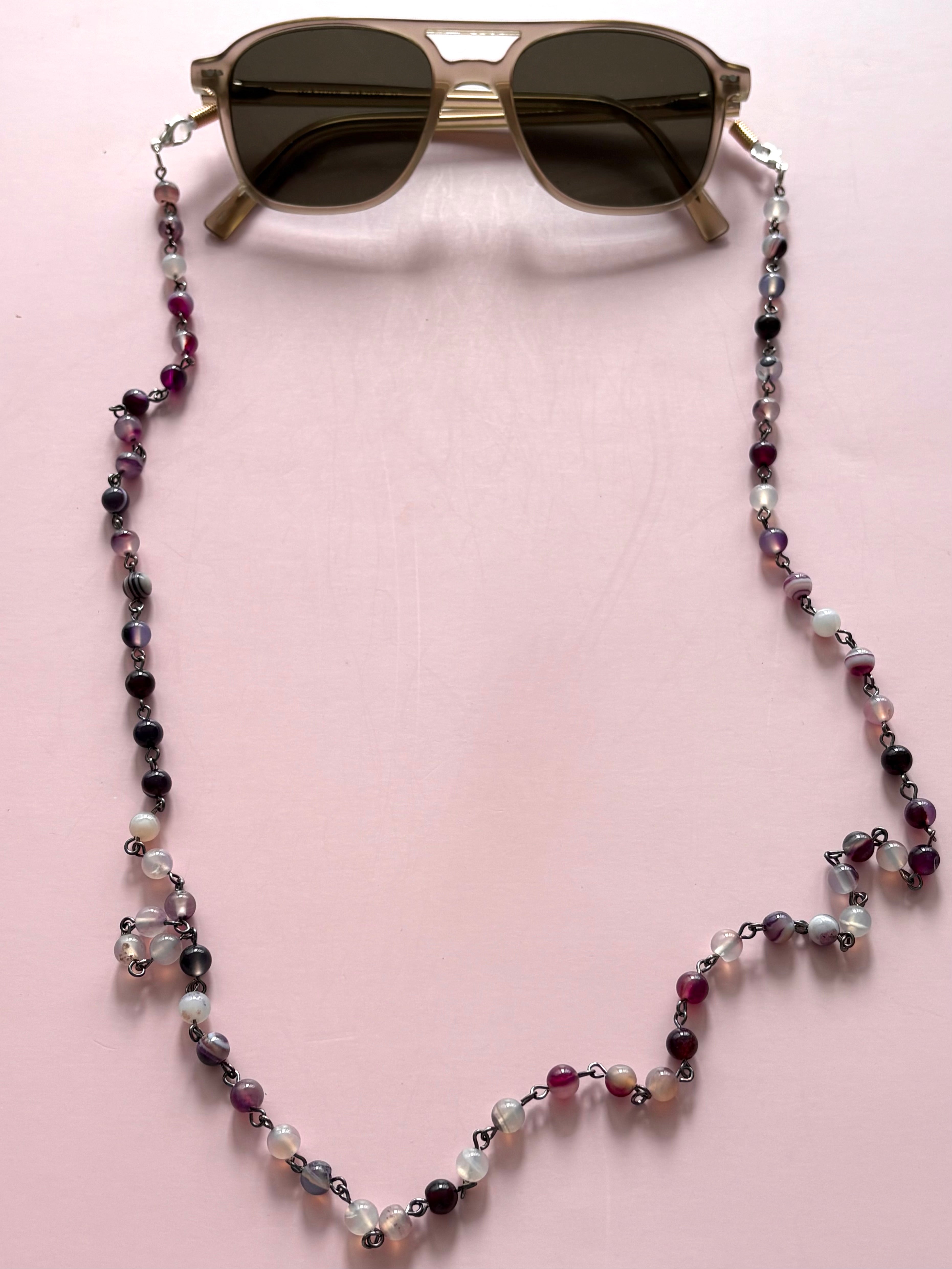 Natural+purple glasses chain/necklace