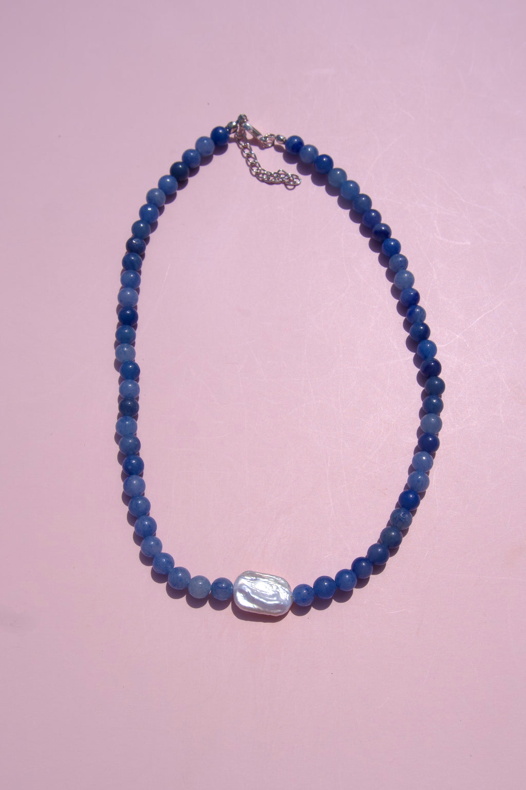 Blue+pearl necklace