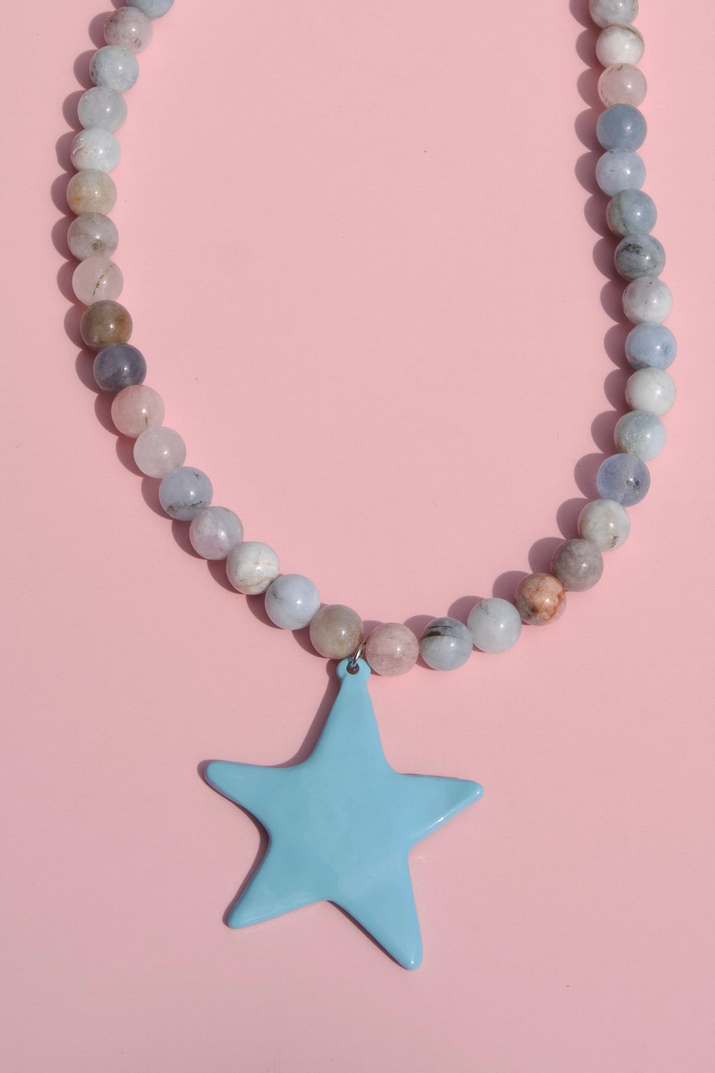 Neutral gemstone star necklace