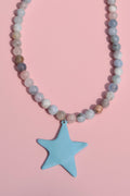 Neutral gemstone star necklace