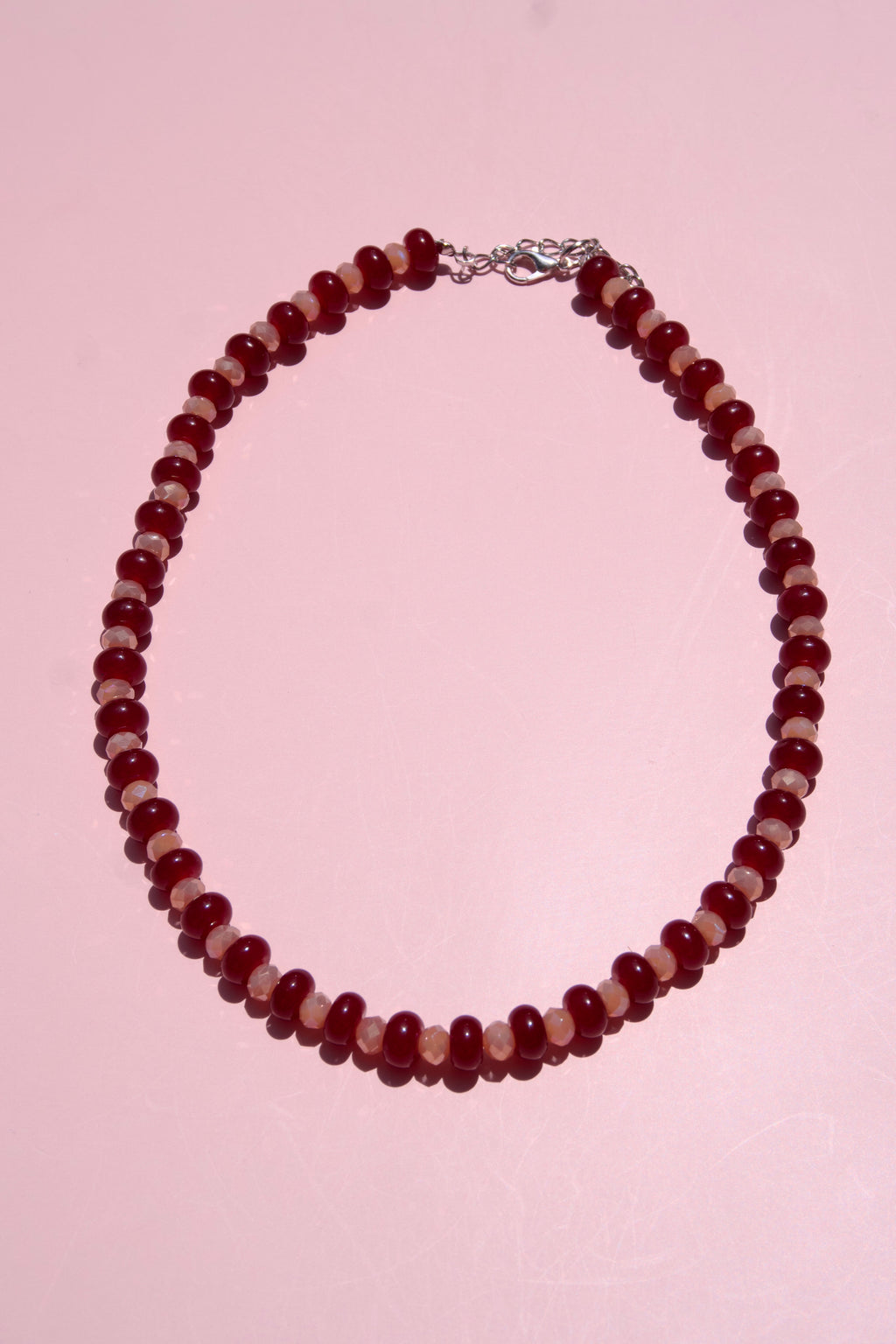 Maroon+blush sparkle necklace