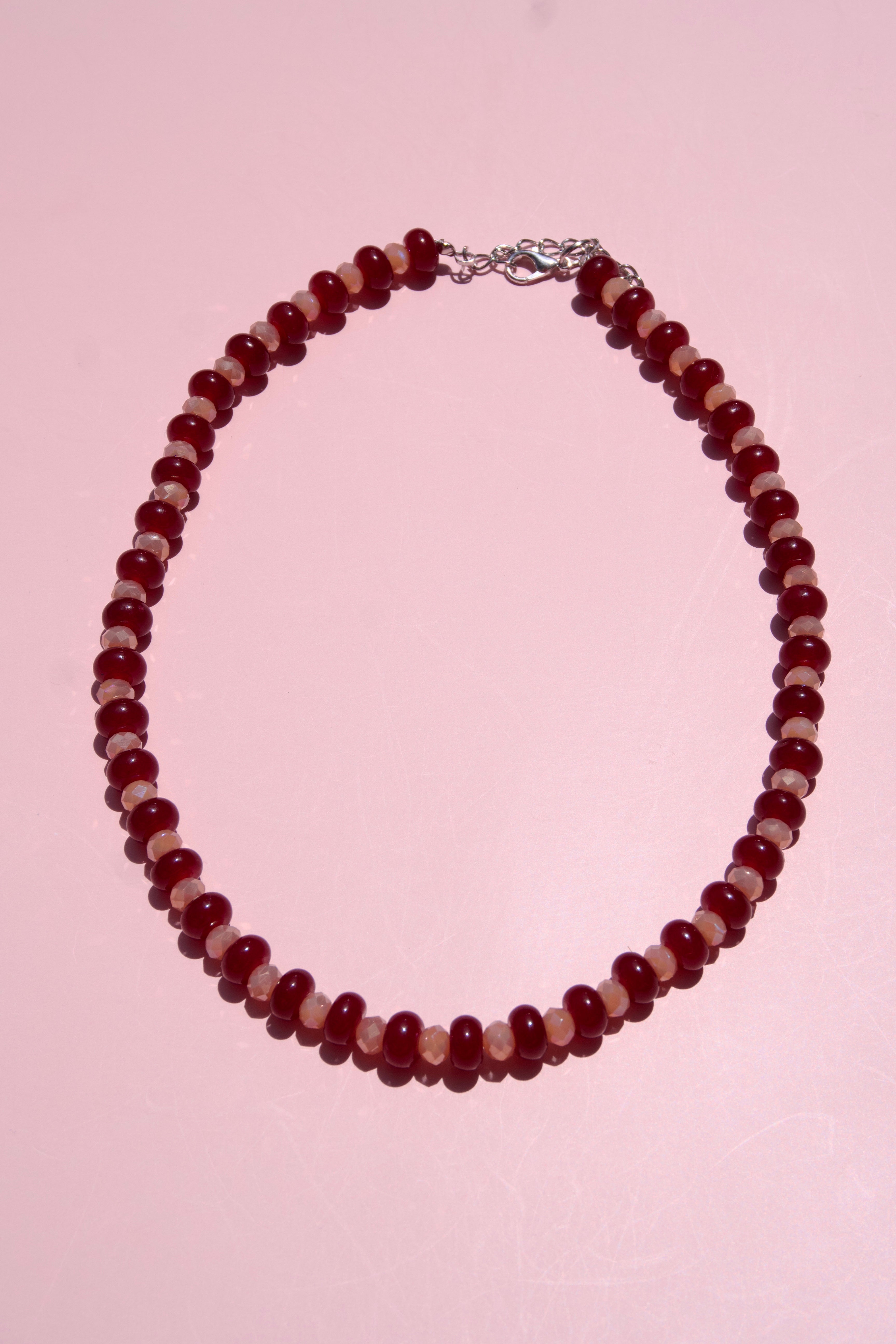 Maroon+blush sparkle necklace