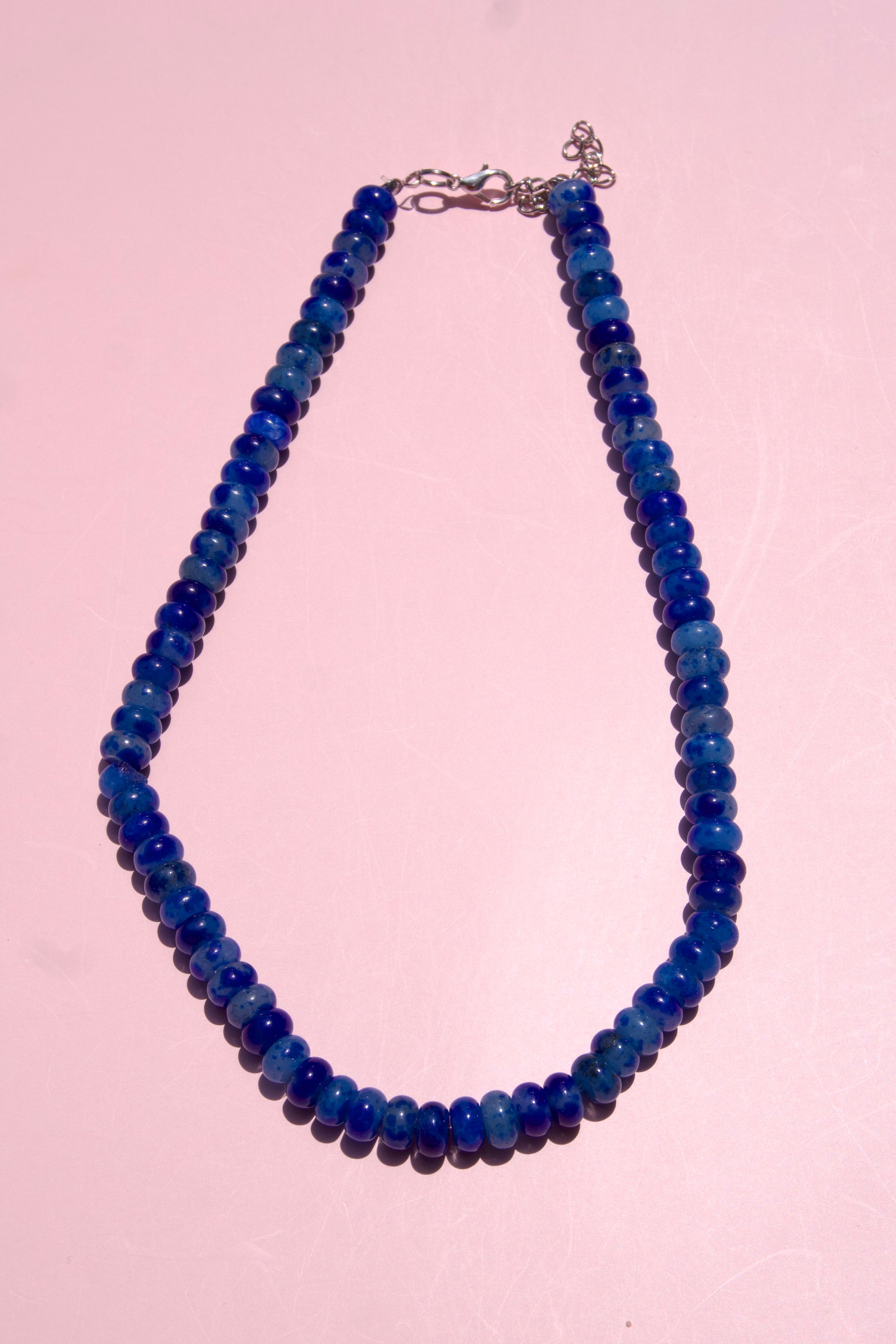 Royal blue marbled necklace