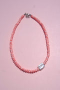 Pink+pearl cateye necklace