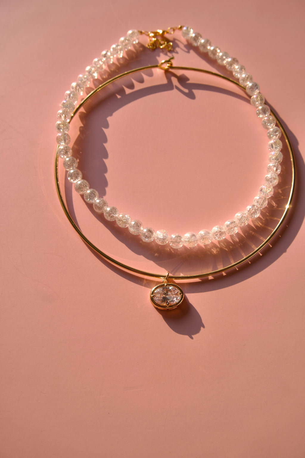 Collar necklace with CZ pendant