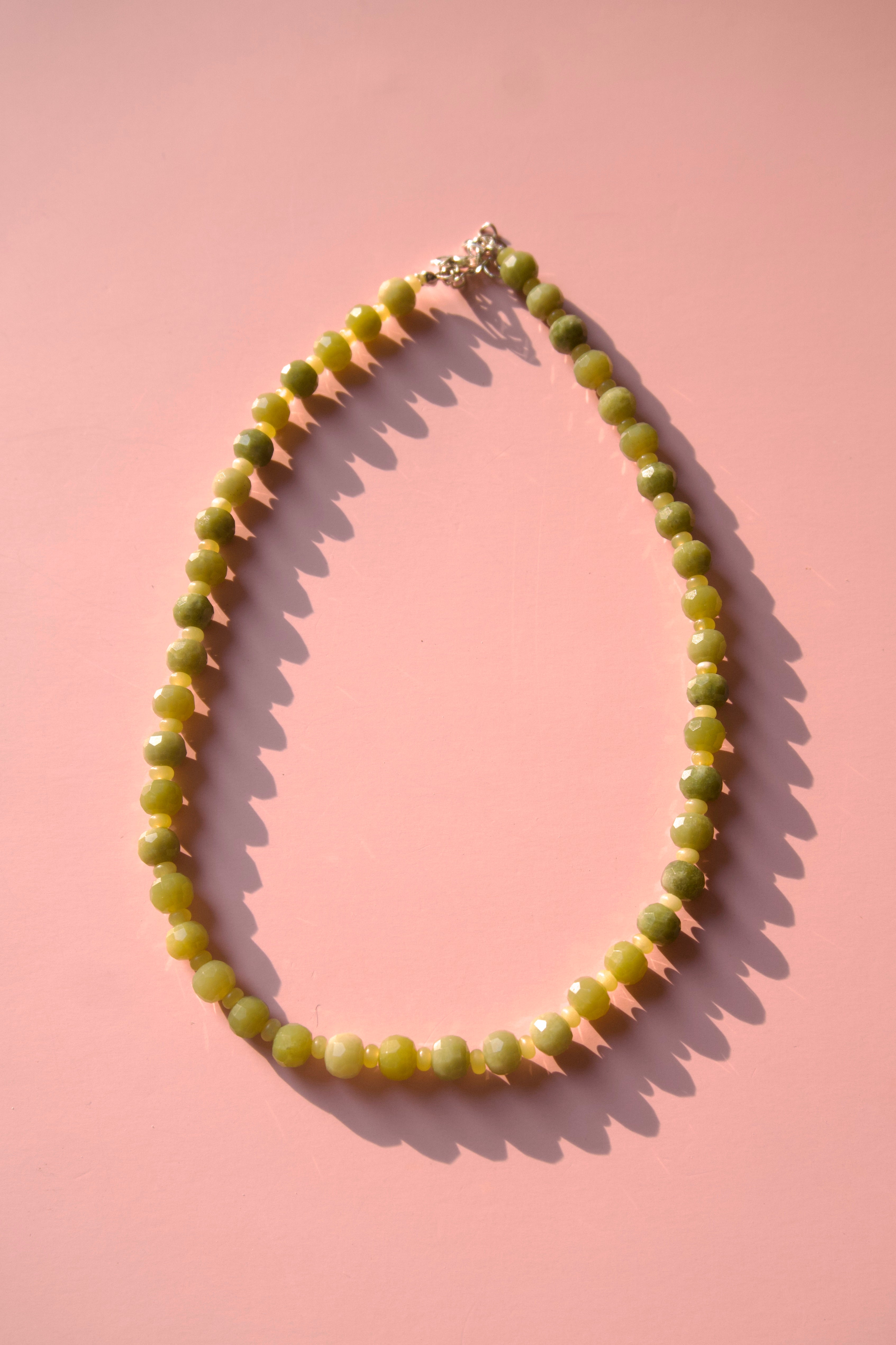 Olive & lemon Jade necklace