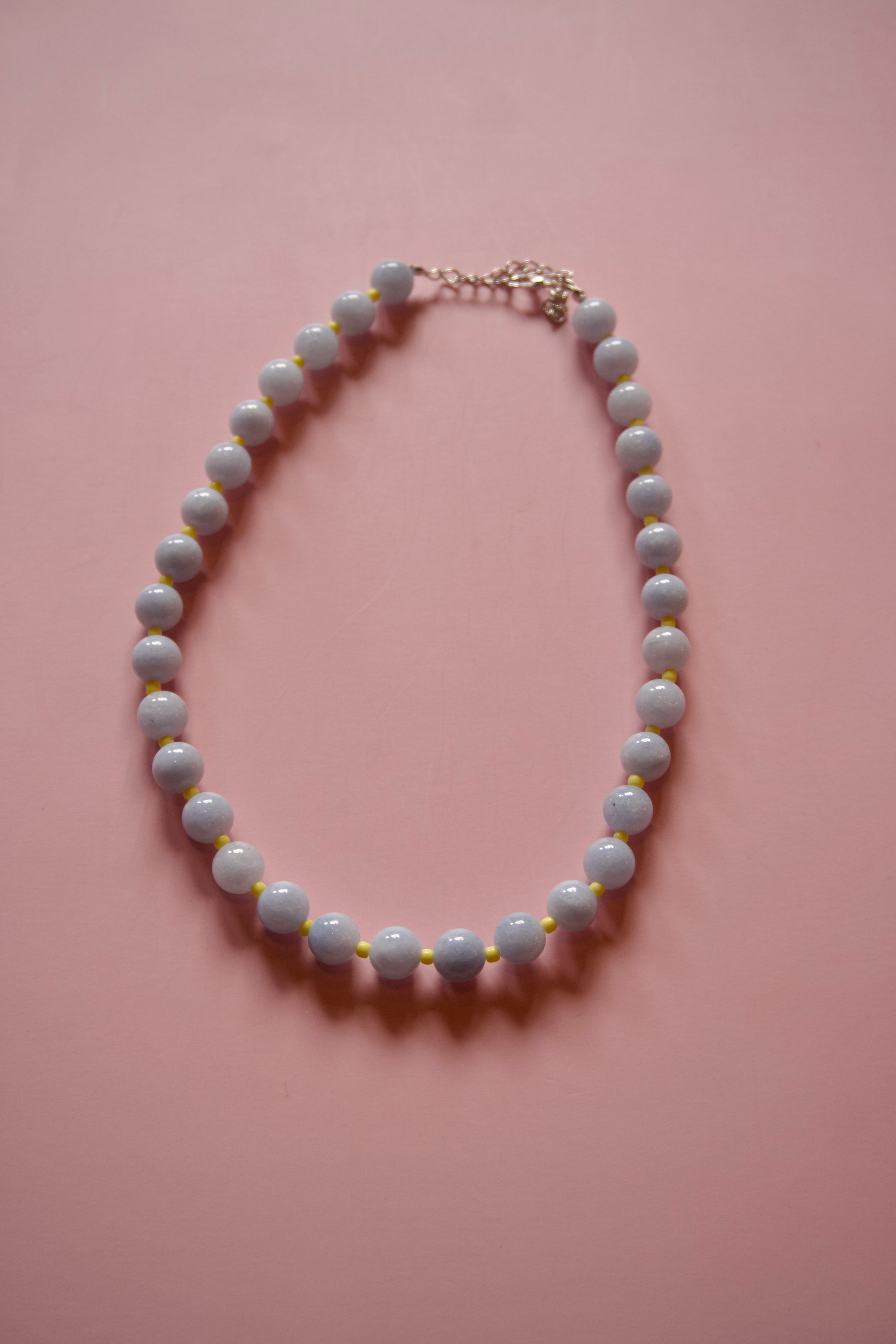 Baby Blue+yellow beaded necklace