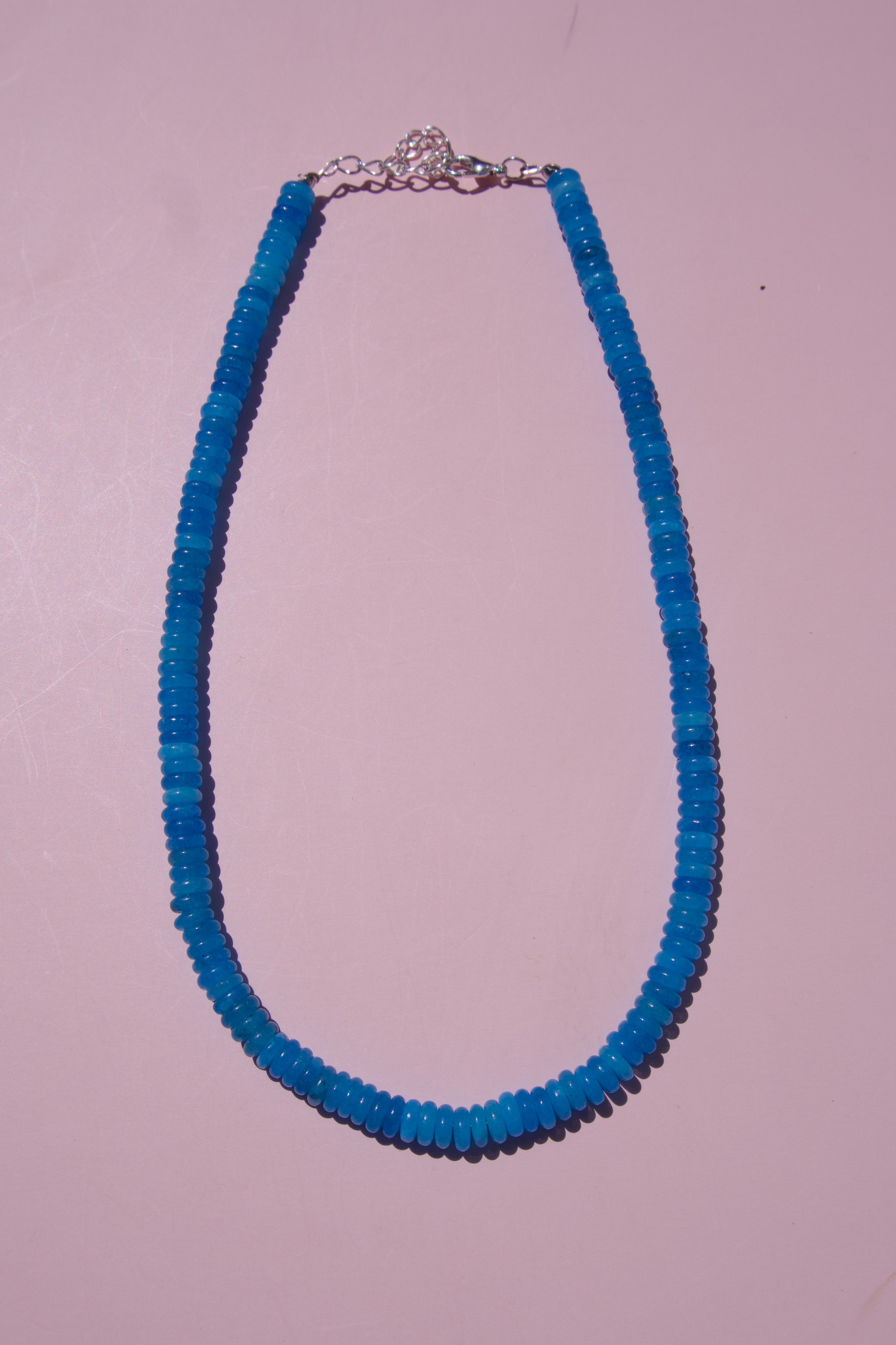 Bright blue petite beads necklace