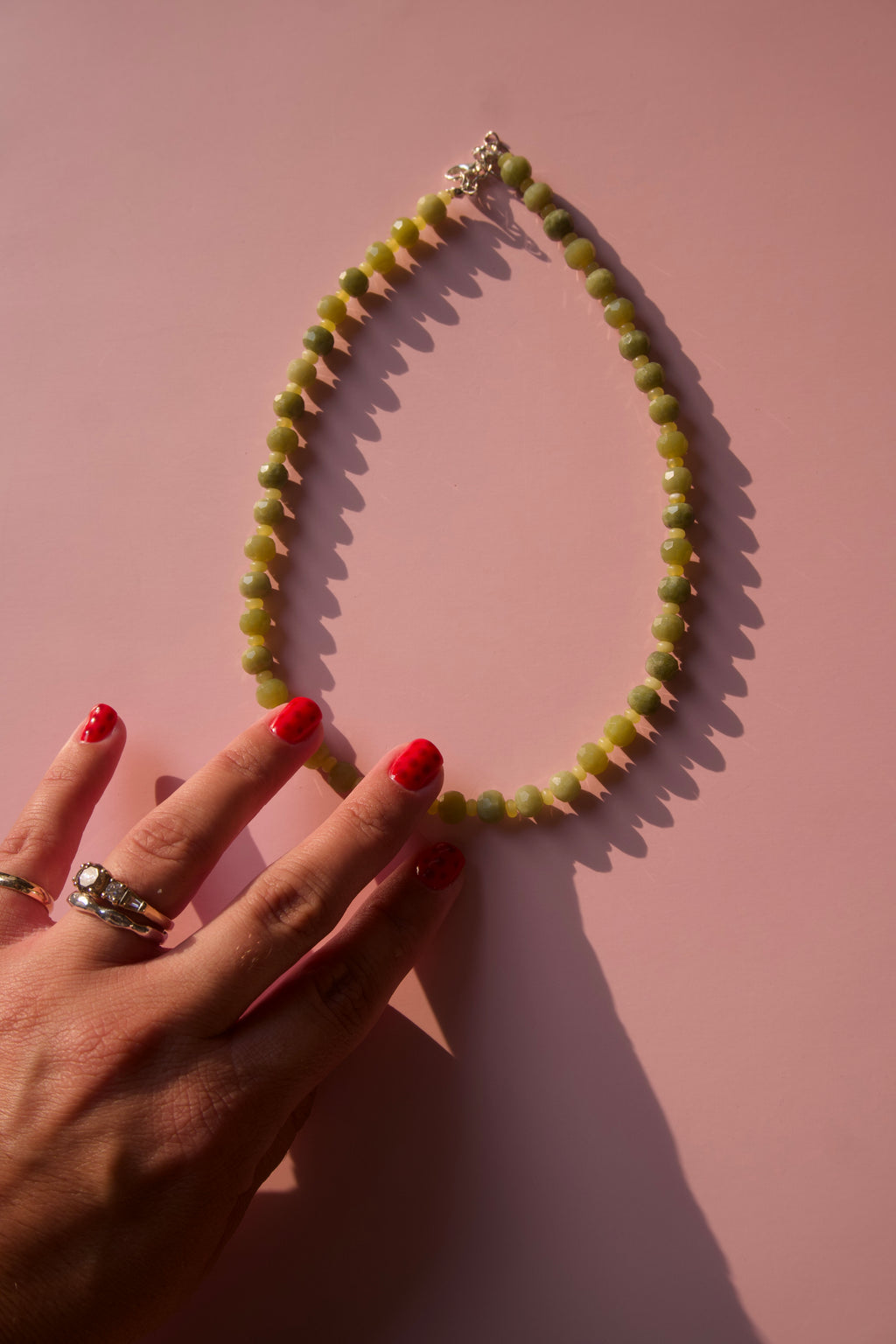 Olive & lemon Jade necklace