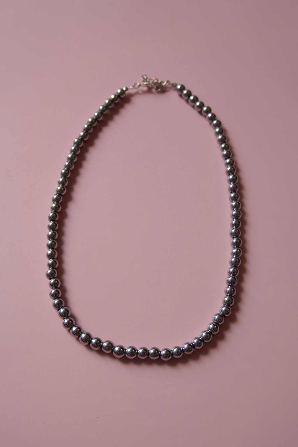 Silver beaded necklace