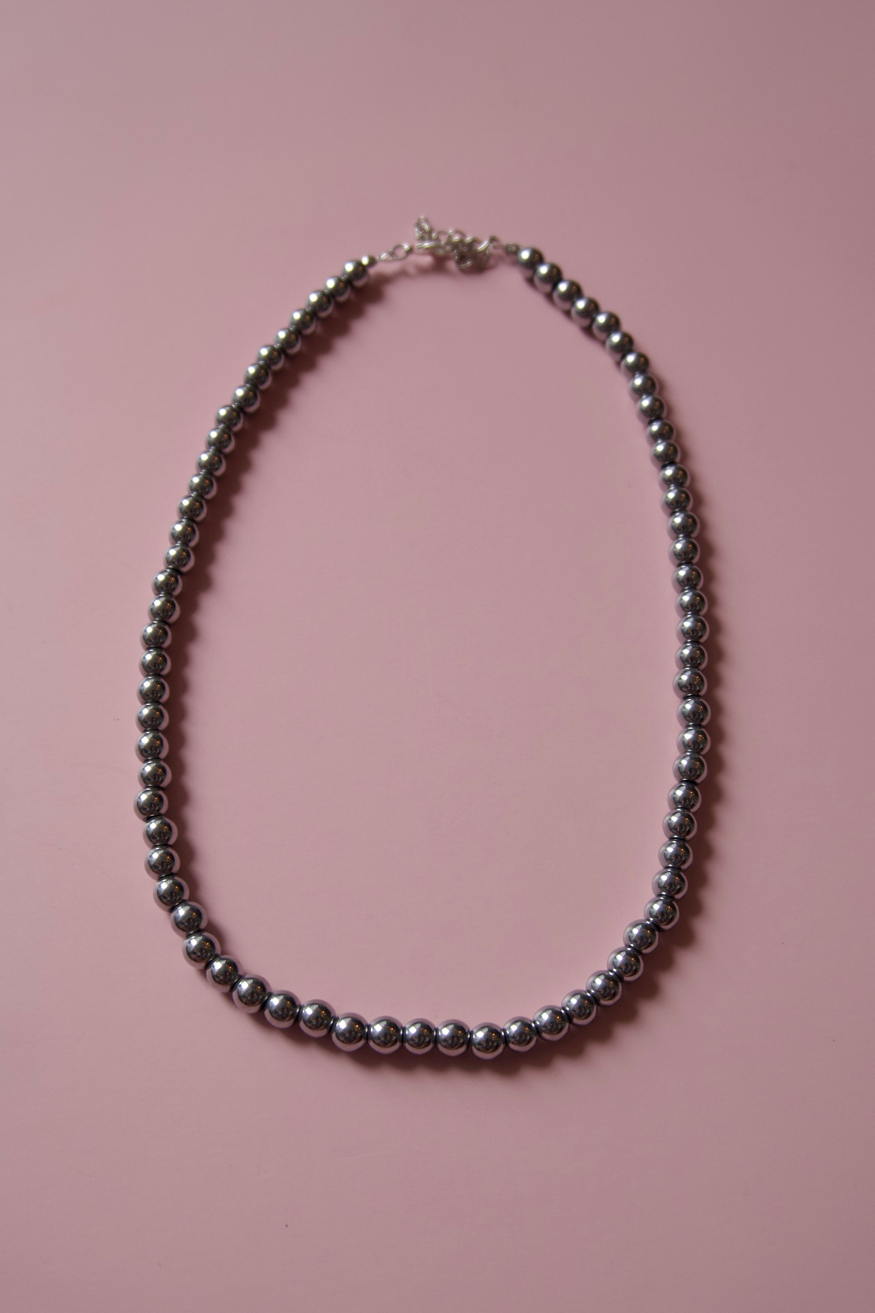 Silver beaded necklace