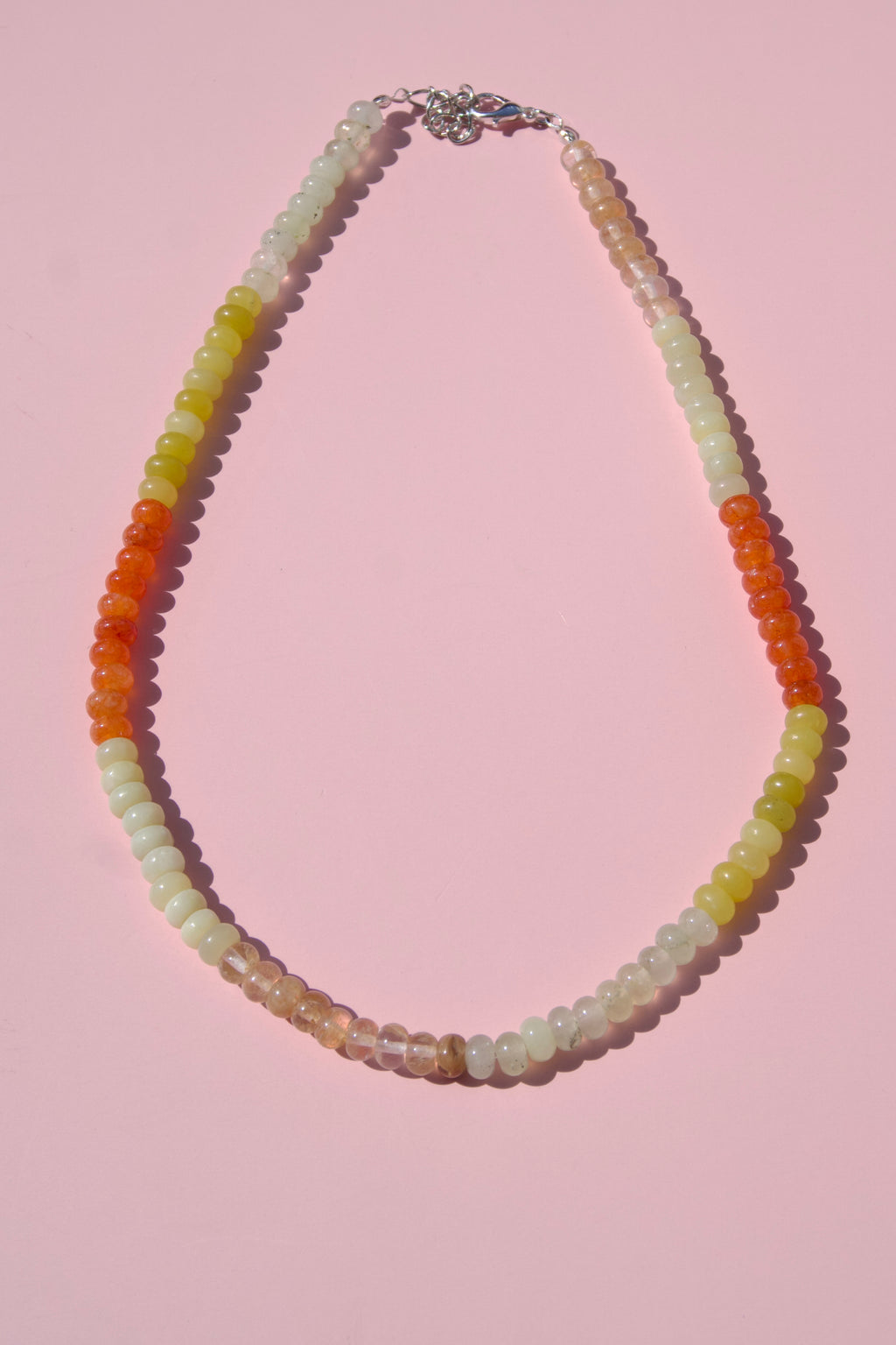 Orange+chartreuse beaded necklace