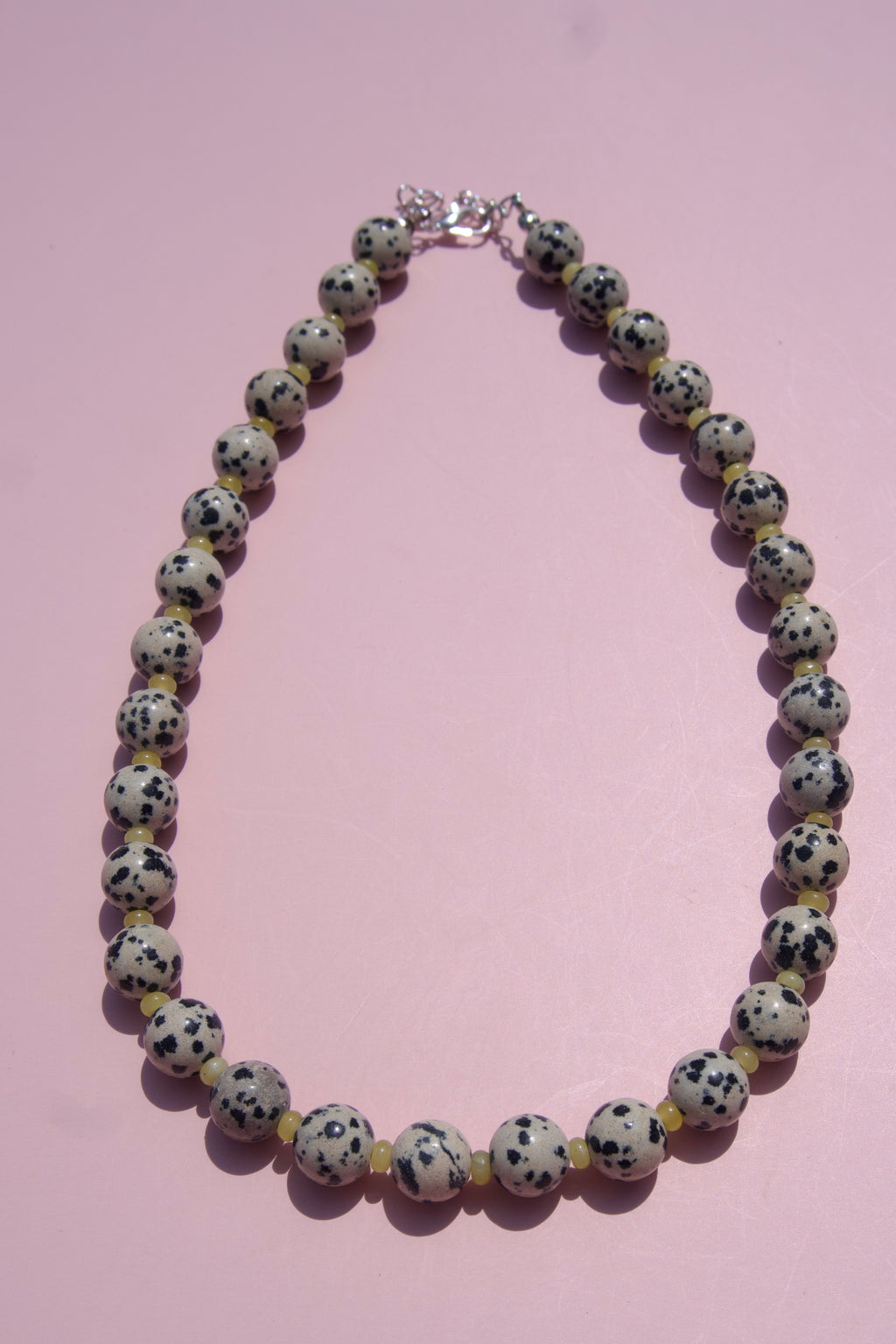 Dalmation Jasper+lemon jade necklace