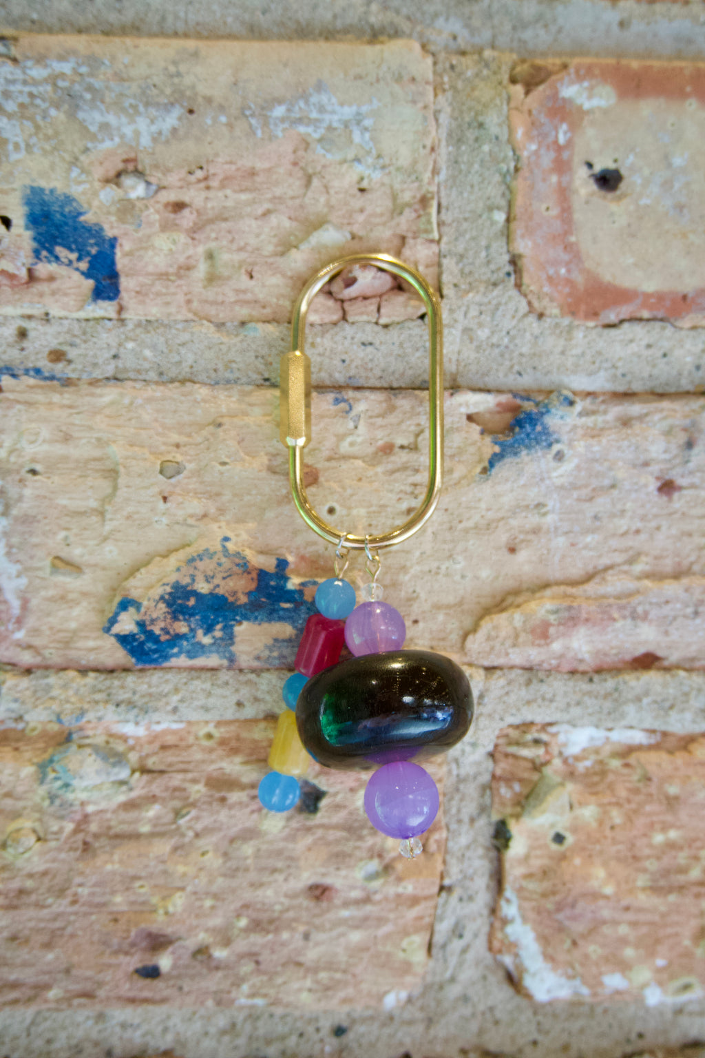Bag charm purple+red+yellow