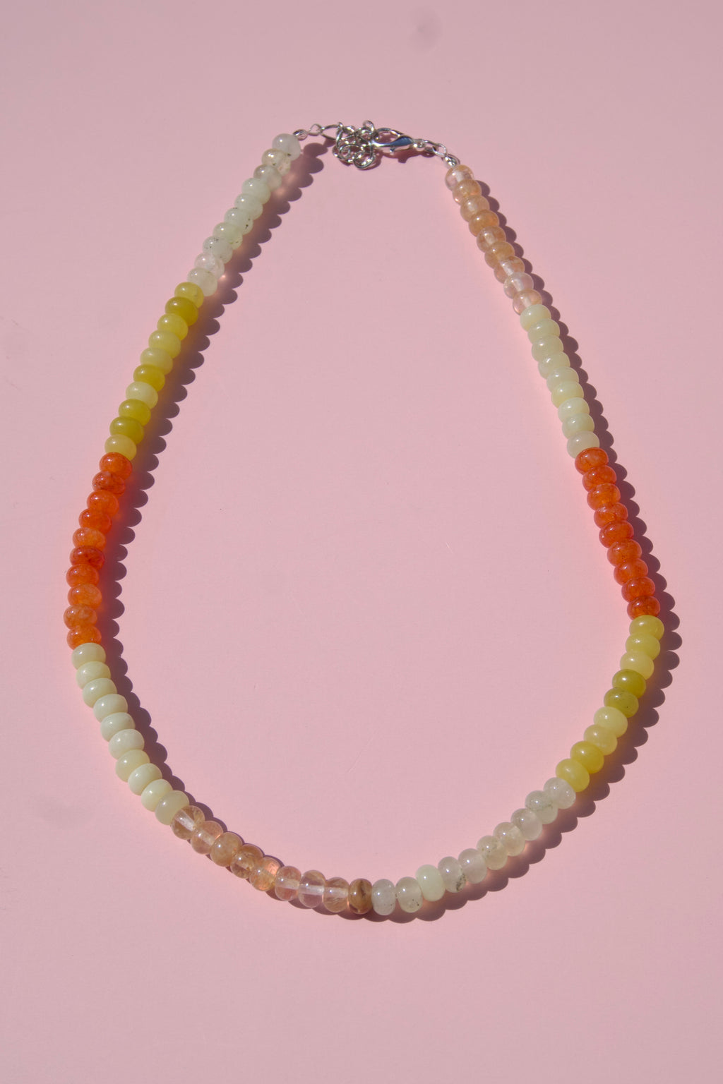 Orange+chartreuse beaded necklace
