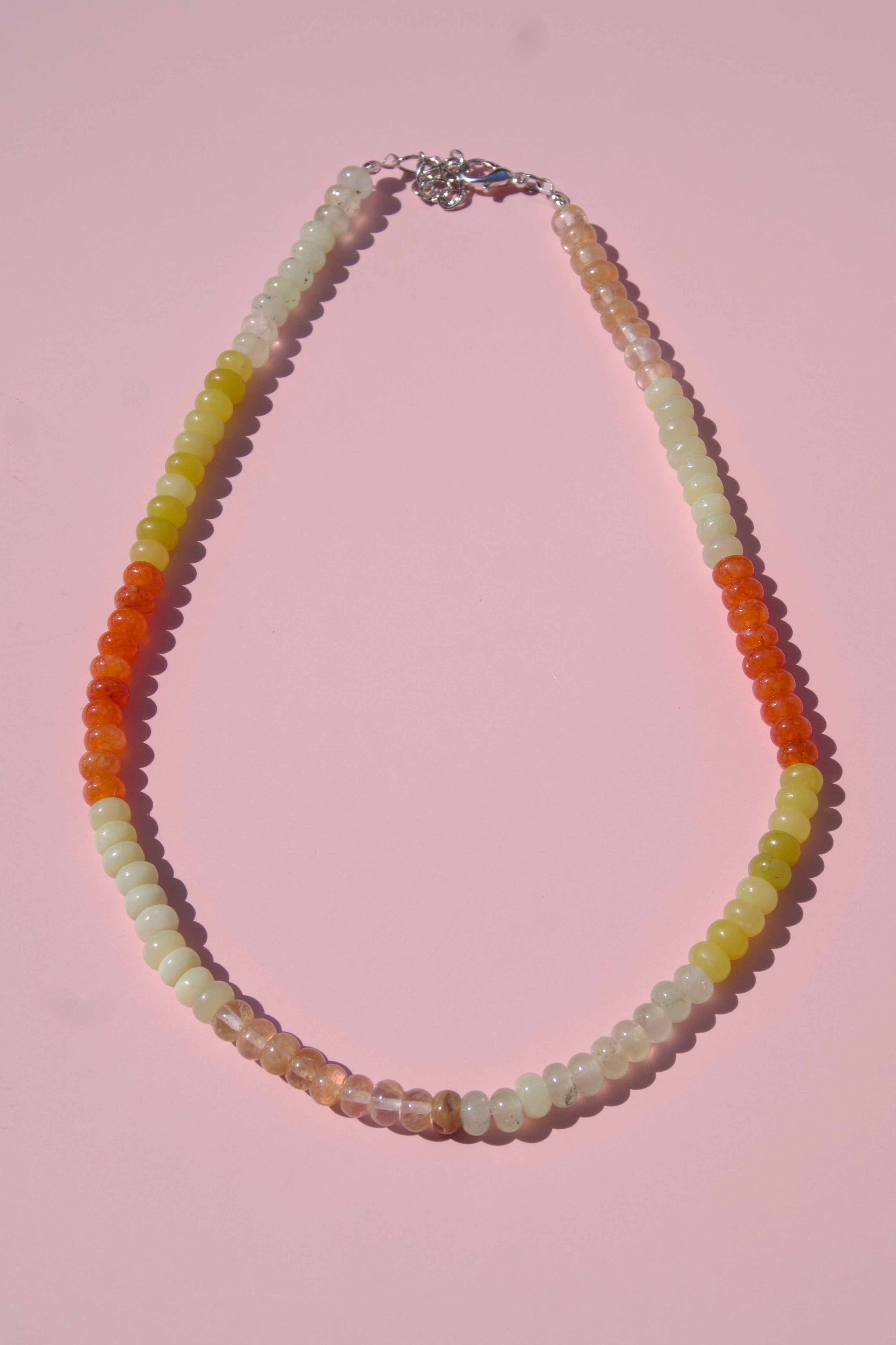 Orange+chartreuse beaded necklace