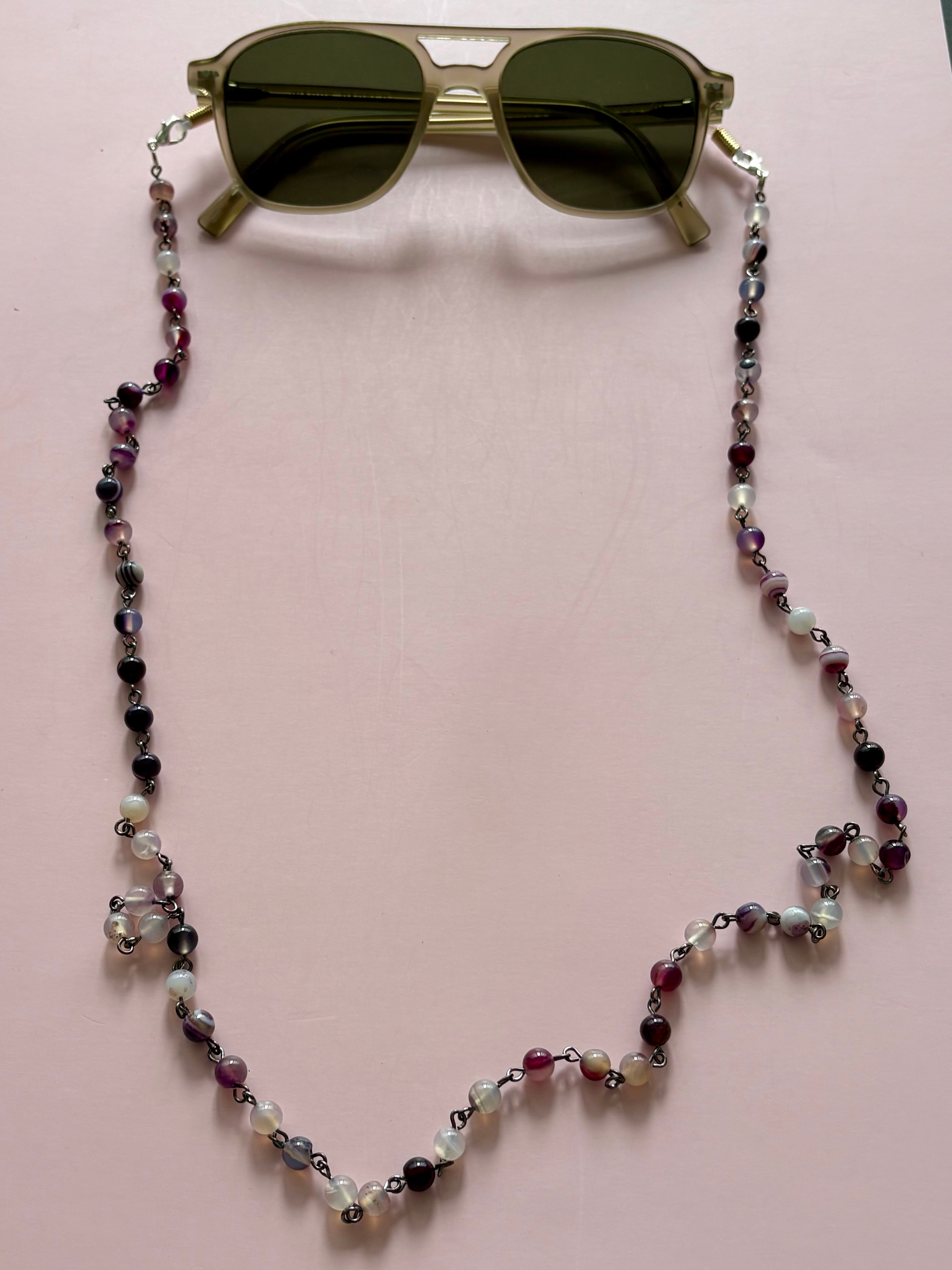 Natural+purple glasses chain/necklace