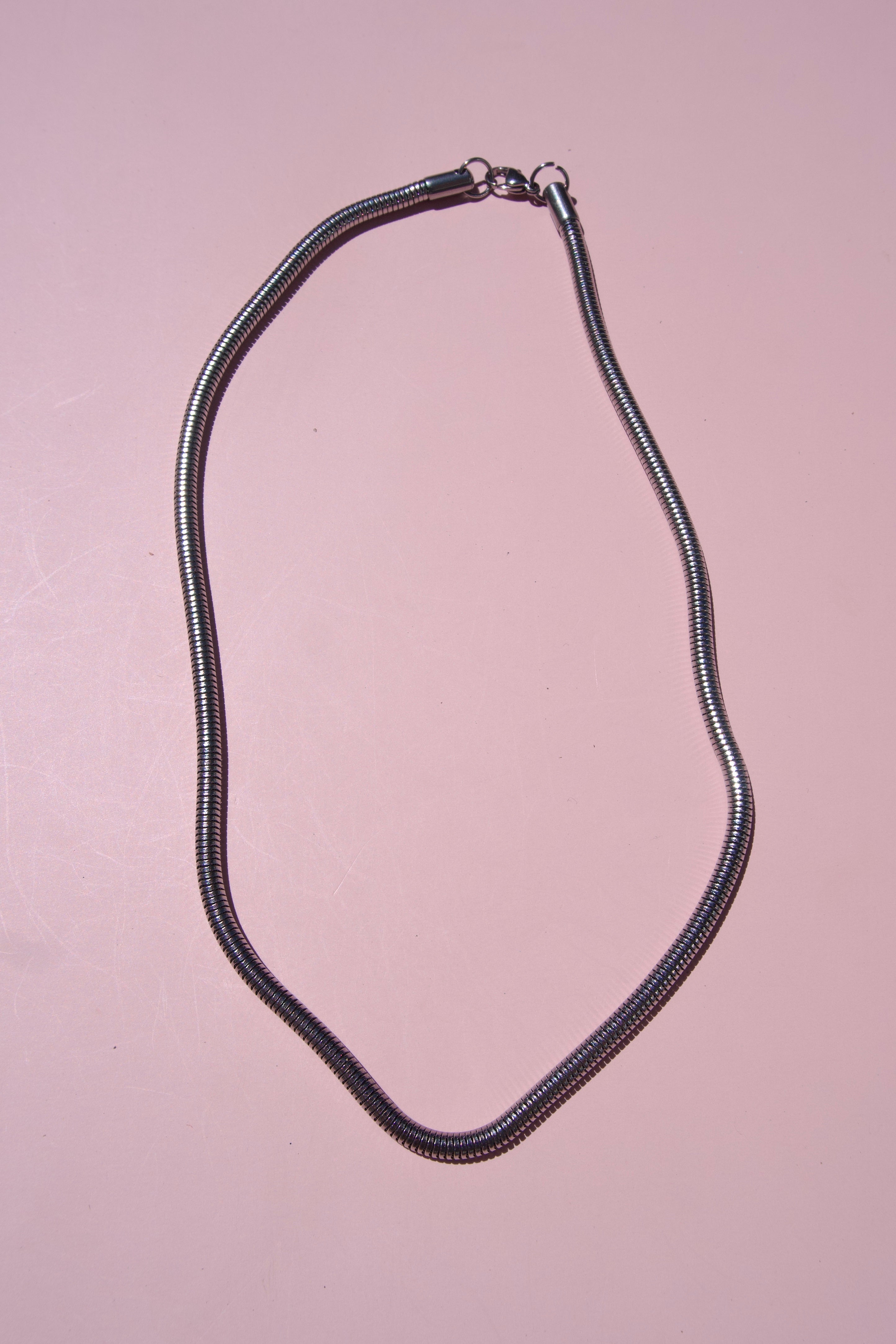 Silver tone (SS) snake chain necklace