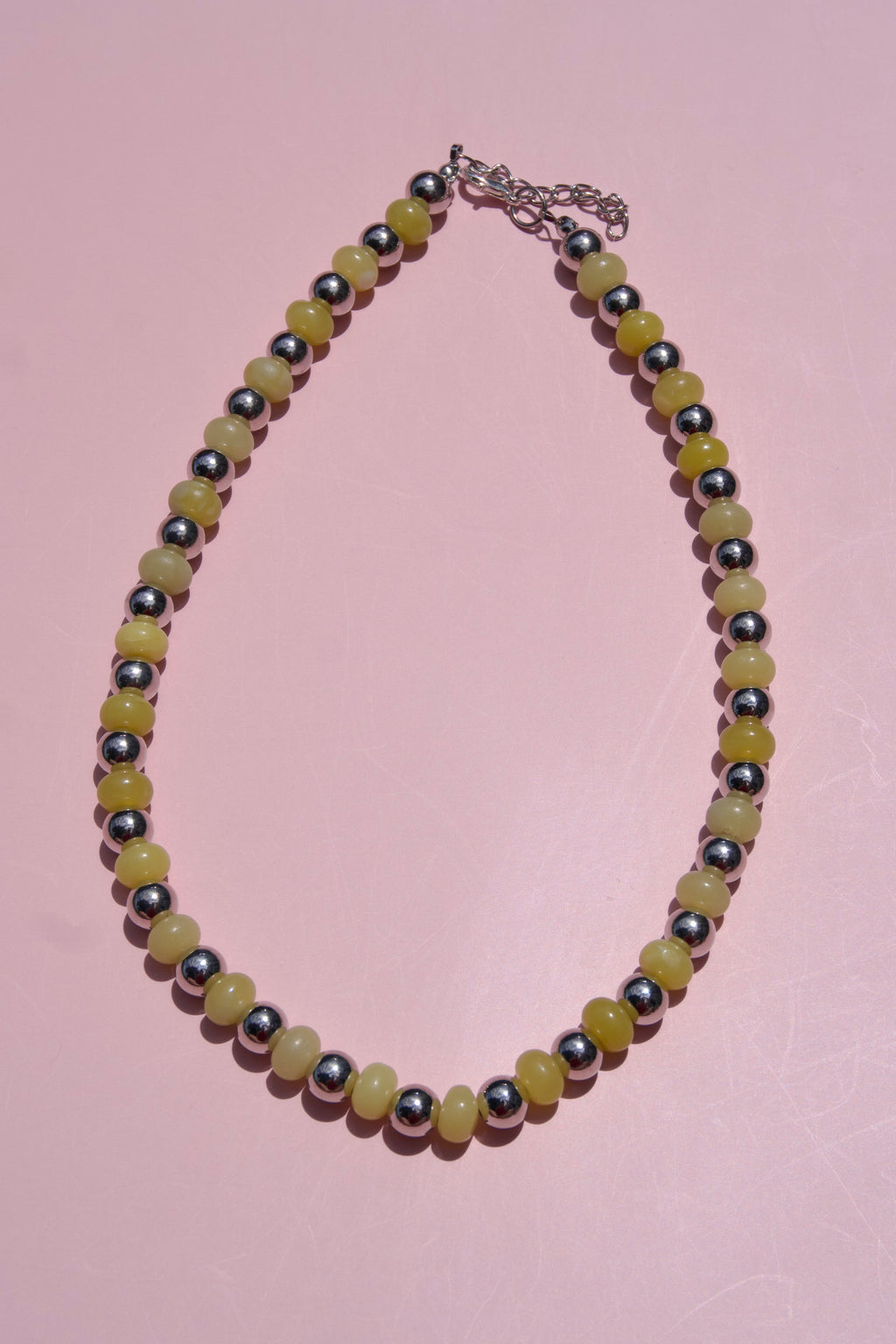 Lemon Jade + Silver necklace