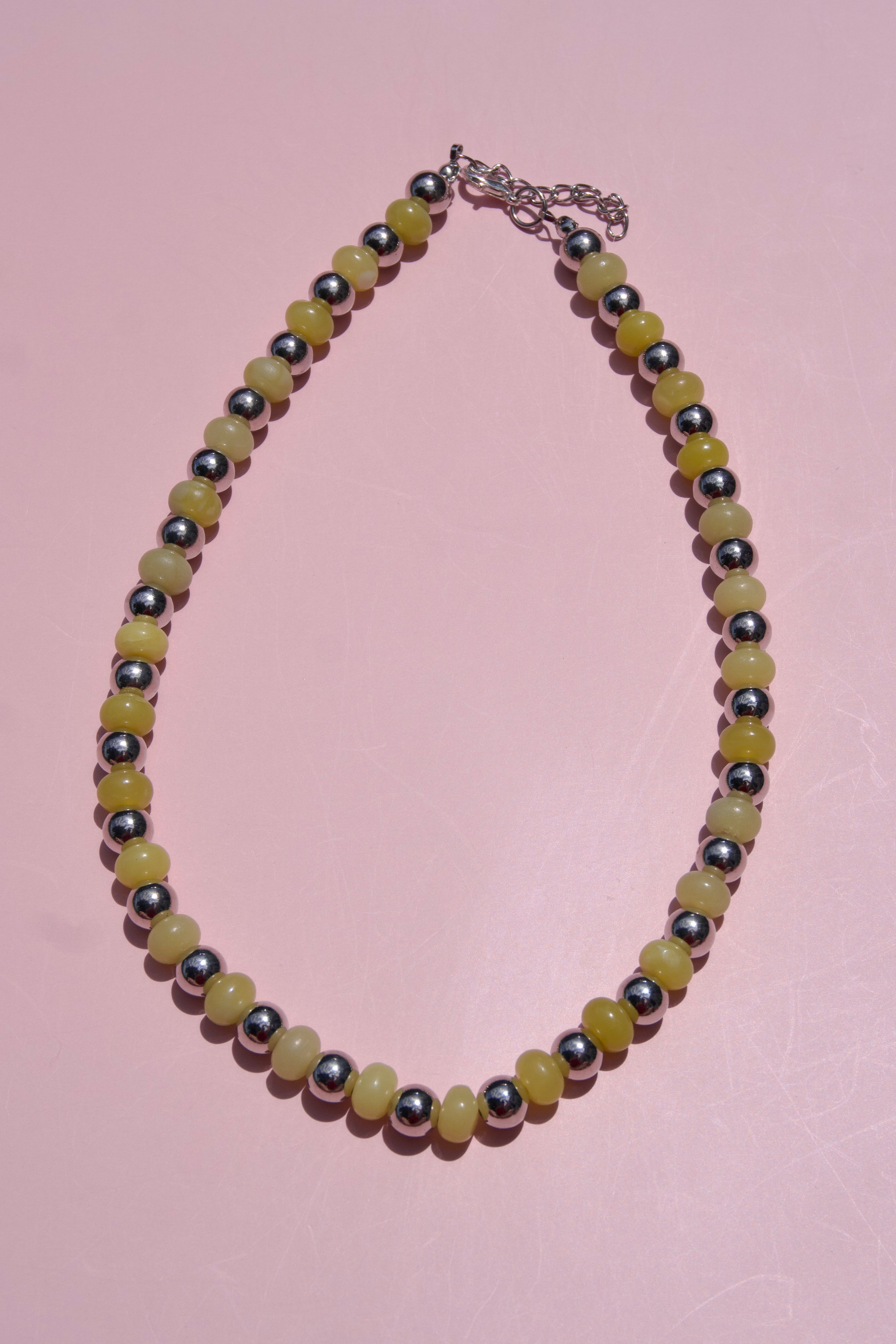 Lemon Jade + Silver necklace