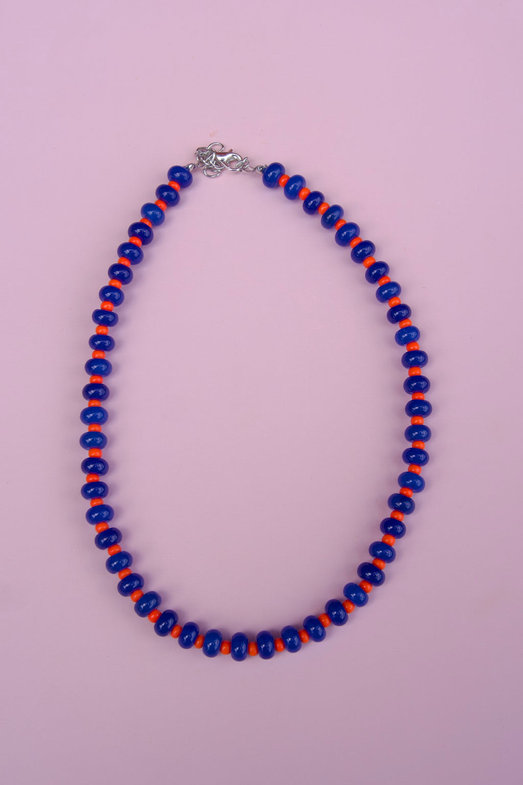 Orange+blue beaded necklace
